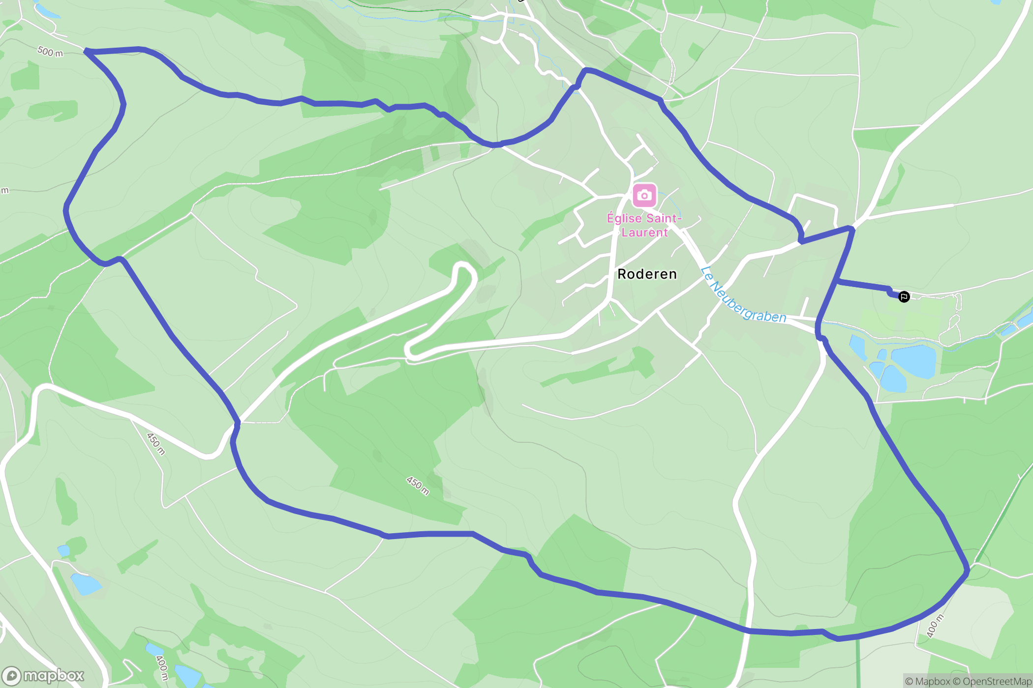 Roderen : carte du parcours de randonnée - France