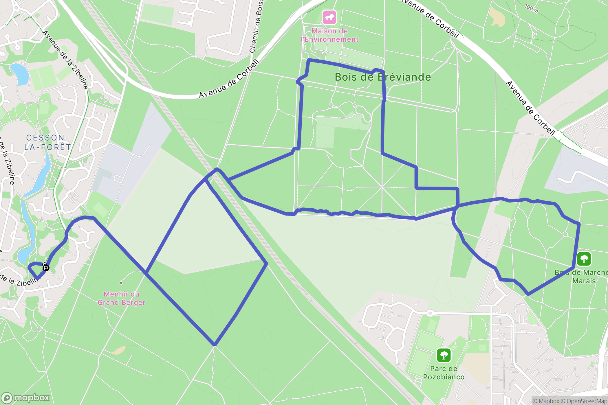 Cesson : carte du parcours de randonnée - France