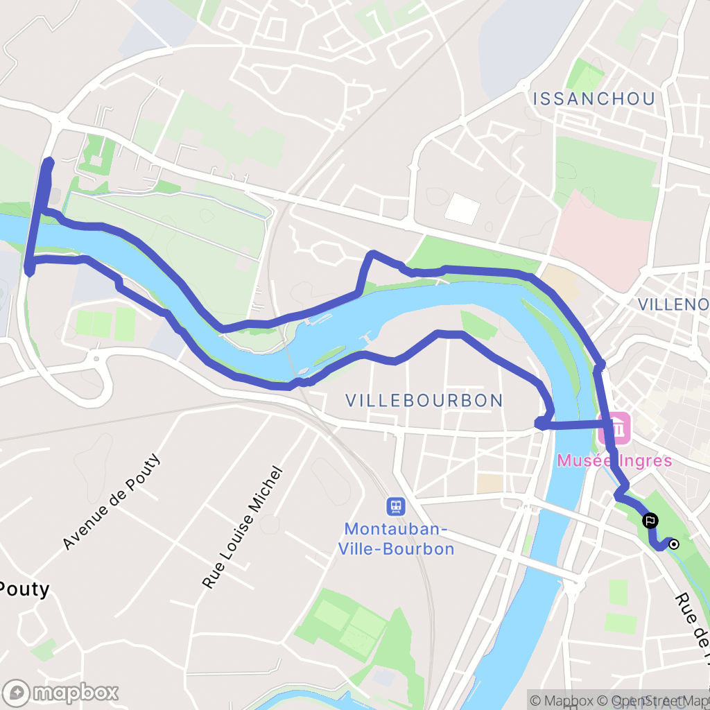 Montauban : carte du parcours de randonnée - France