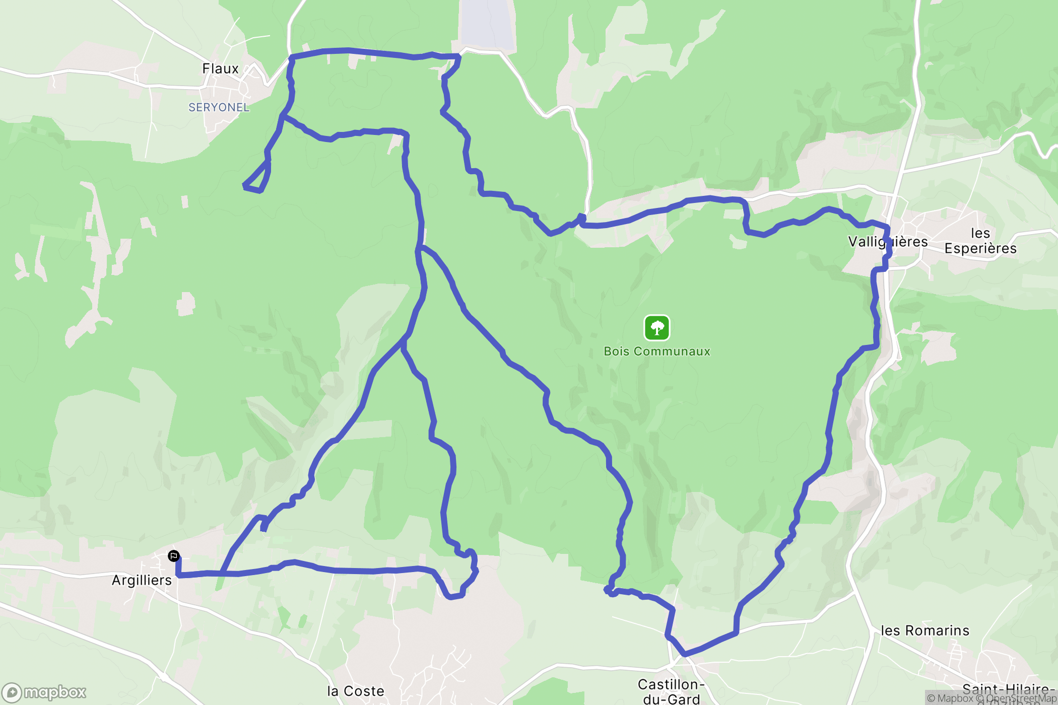 Argilliers : carte du parcours de randonnée - France