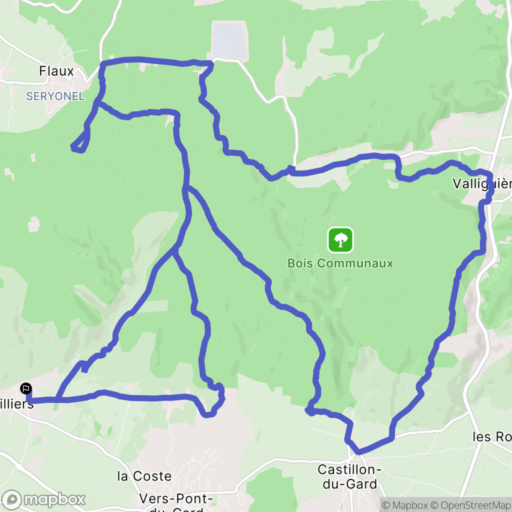 Argilliers : carte du parcours de randonnée - France