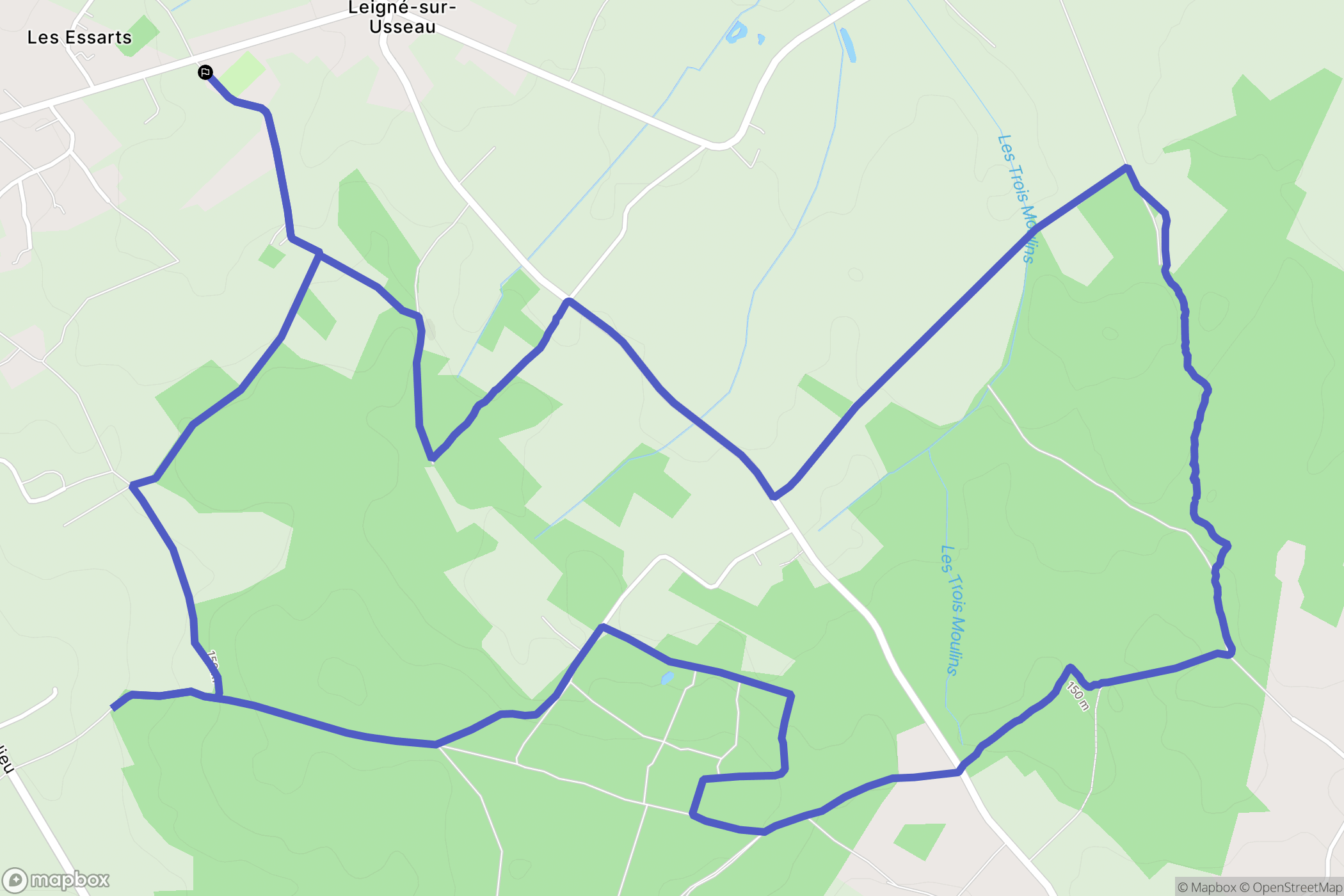 Leigné-sur-Usseau : carte du parcours de randonnée - France