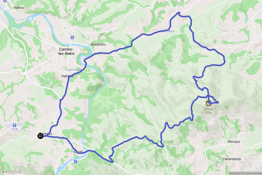 Itxassou : carte du parcours de randonnée - France
