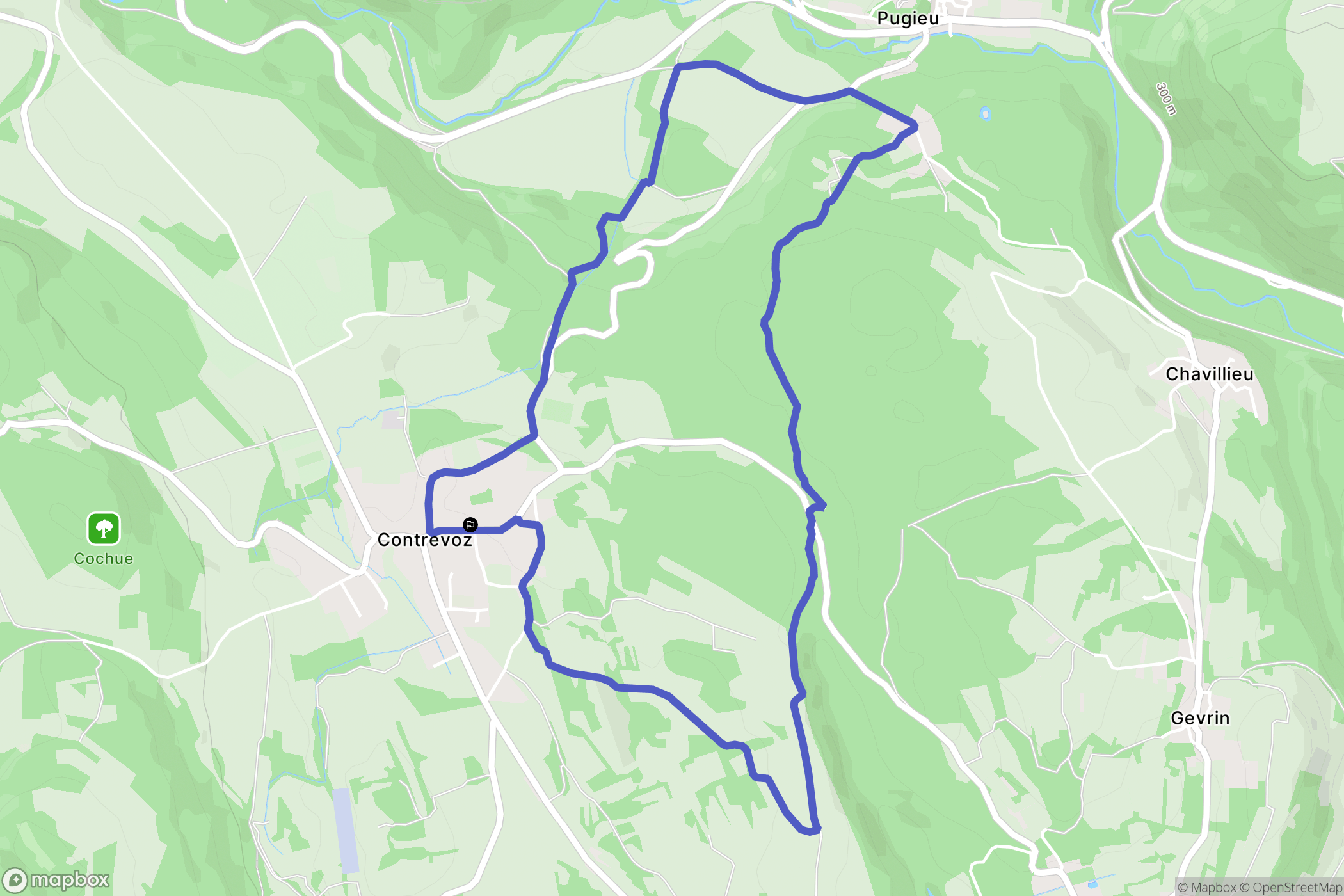 Contrevoz : carte du parcours de randonnée - France