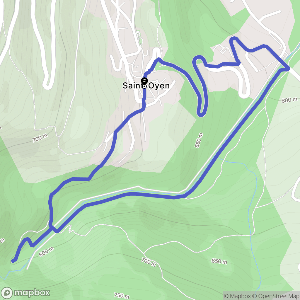 Grand-Aigueblanche : carte du parcours de randonnée - France