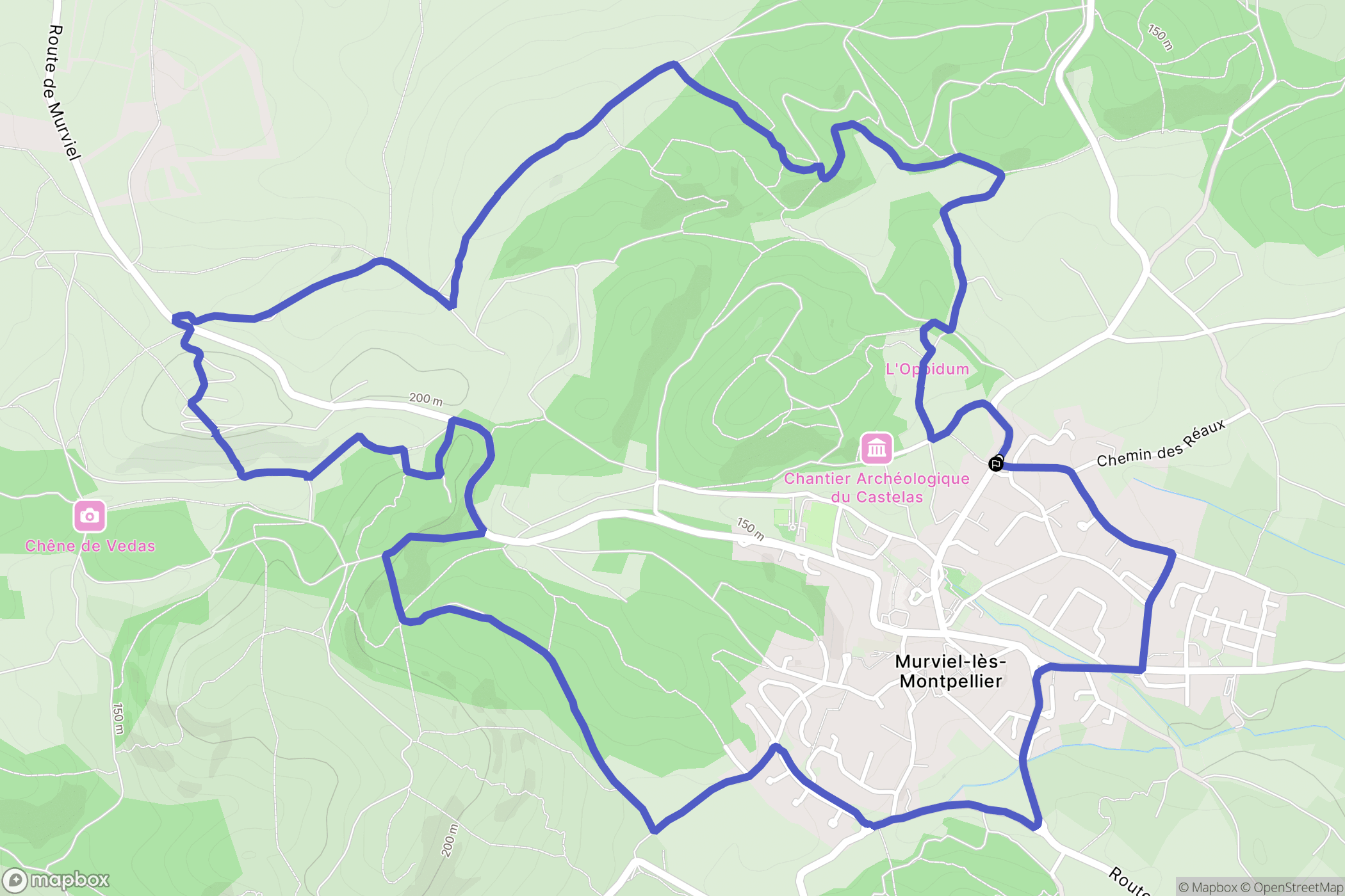Murviel-lès-Montpellier : carte du parcours de randonnée - France