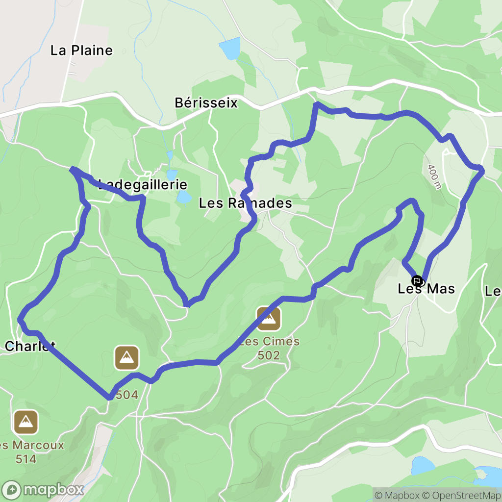 Vaulry : carte du parcours de randonnée - France