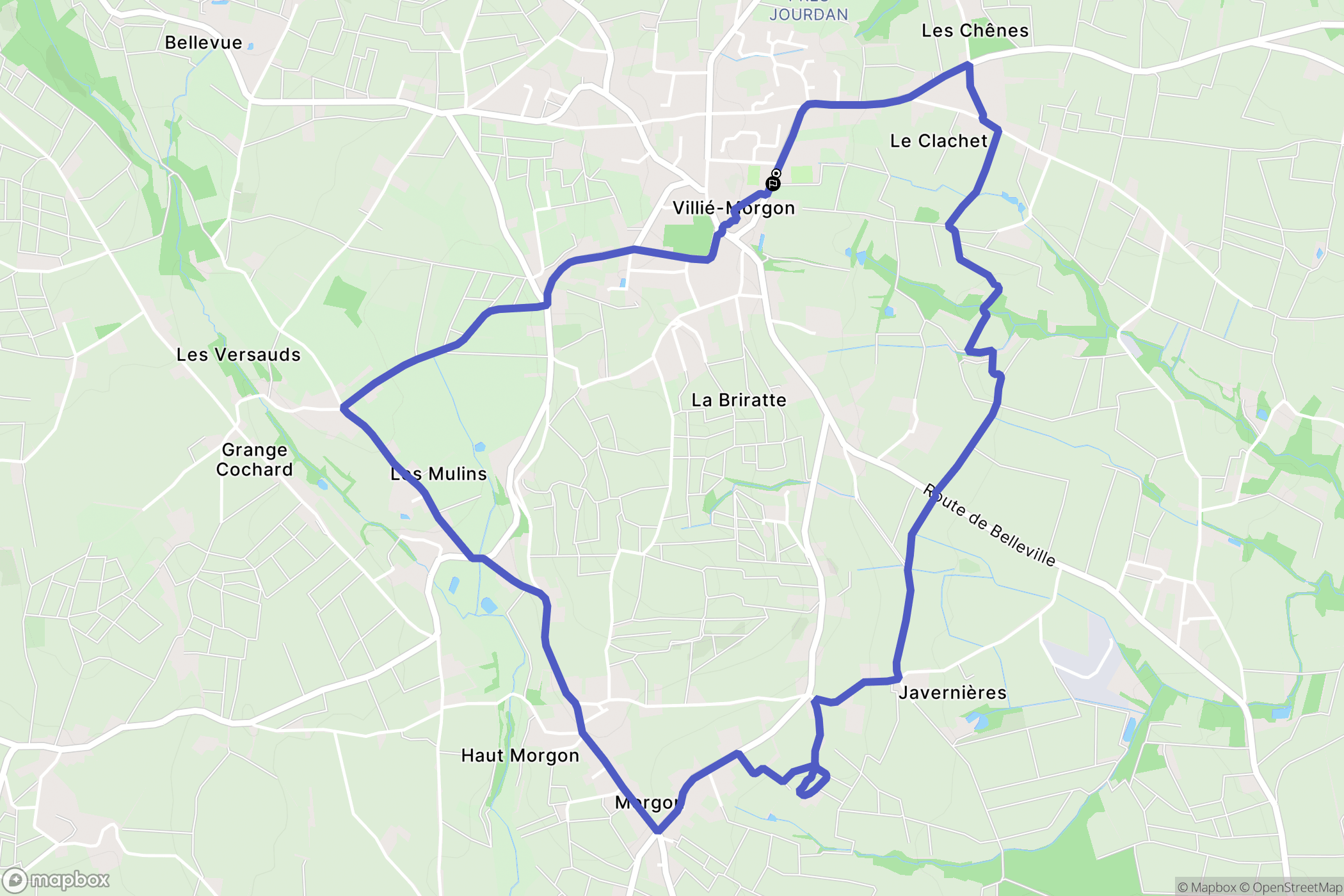 Villié-Morgon : carte du parcours de randonnée - France