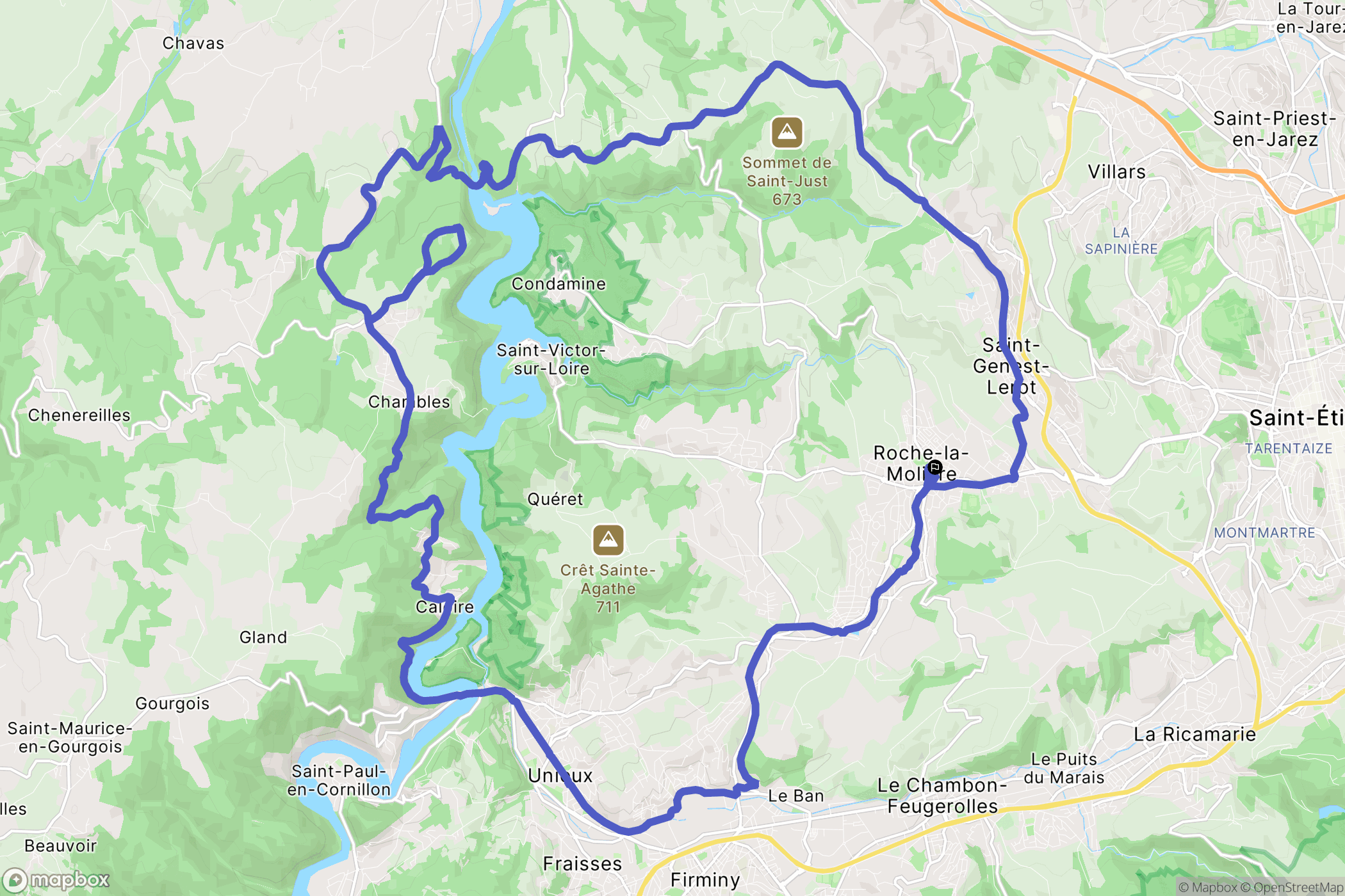Roche-la-Molière : carte du parcours de randonnée - France
