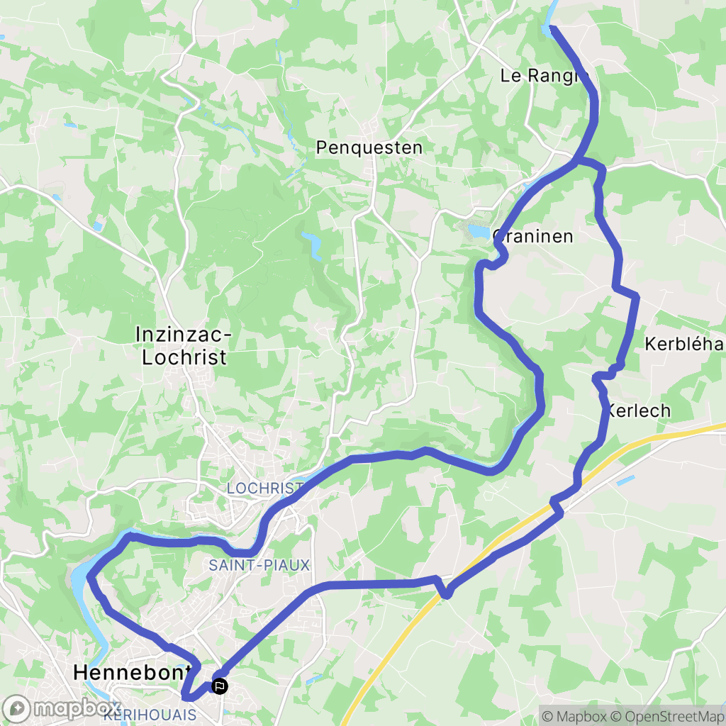 Hennebont : carte du parcours de randonnée - France