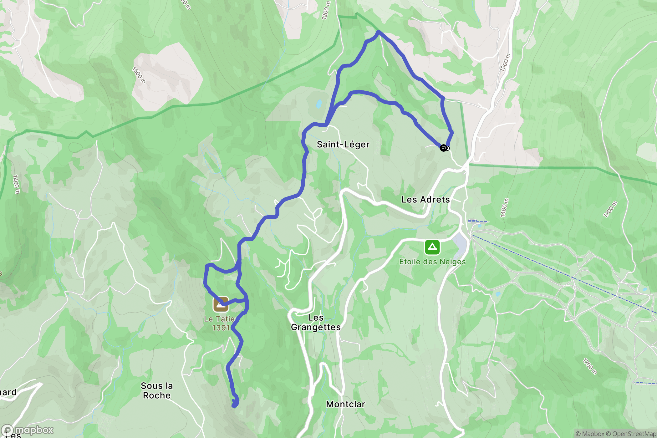 Montclar : carte du parcours de randonnée - France