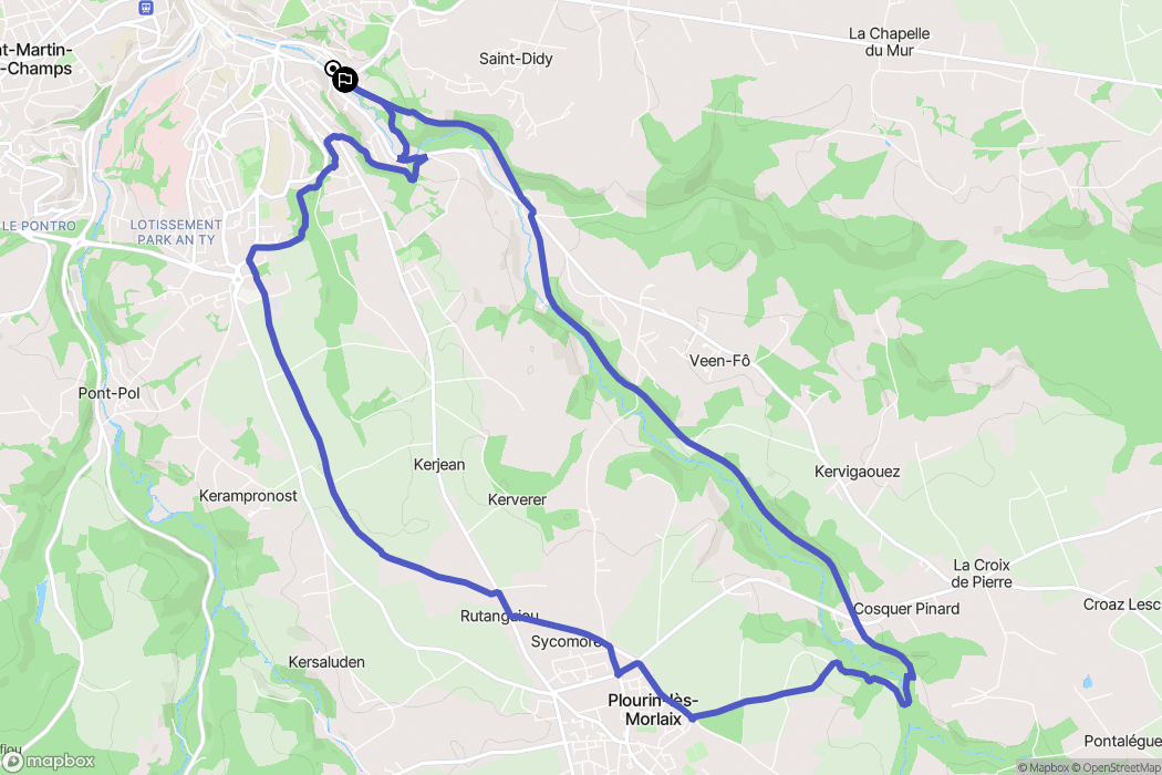 Morlaix : carte du parcours de randonnée - France