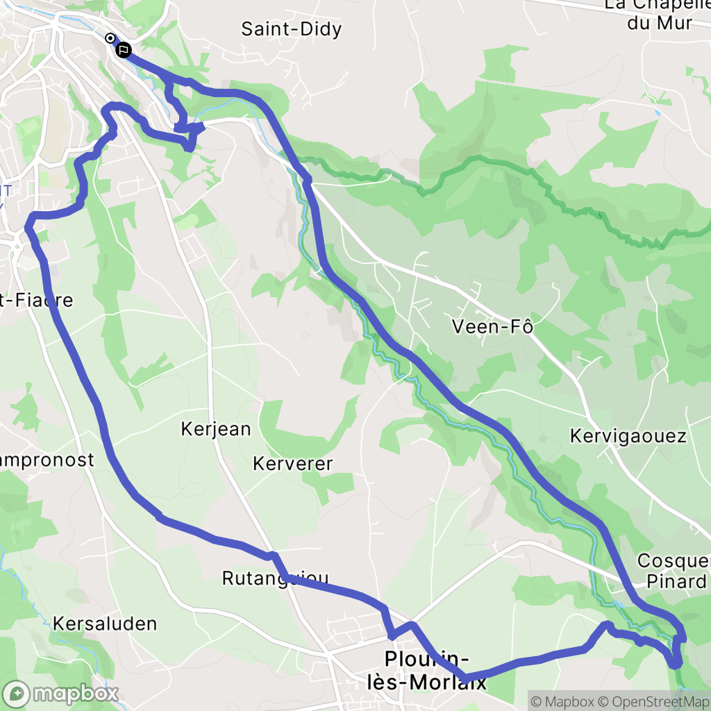 Morlaix : carte du parcours de randonnée - France