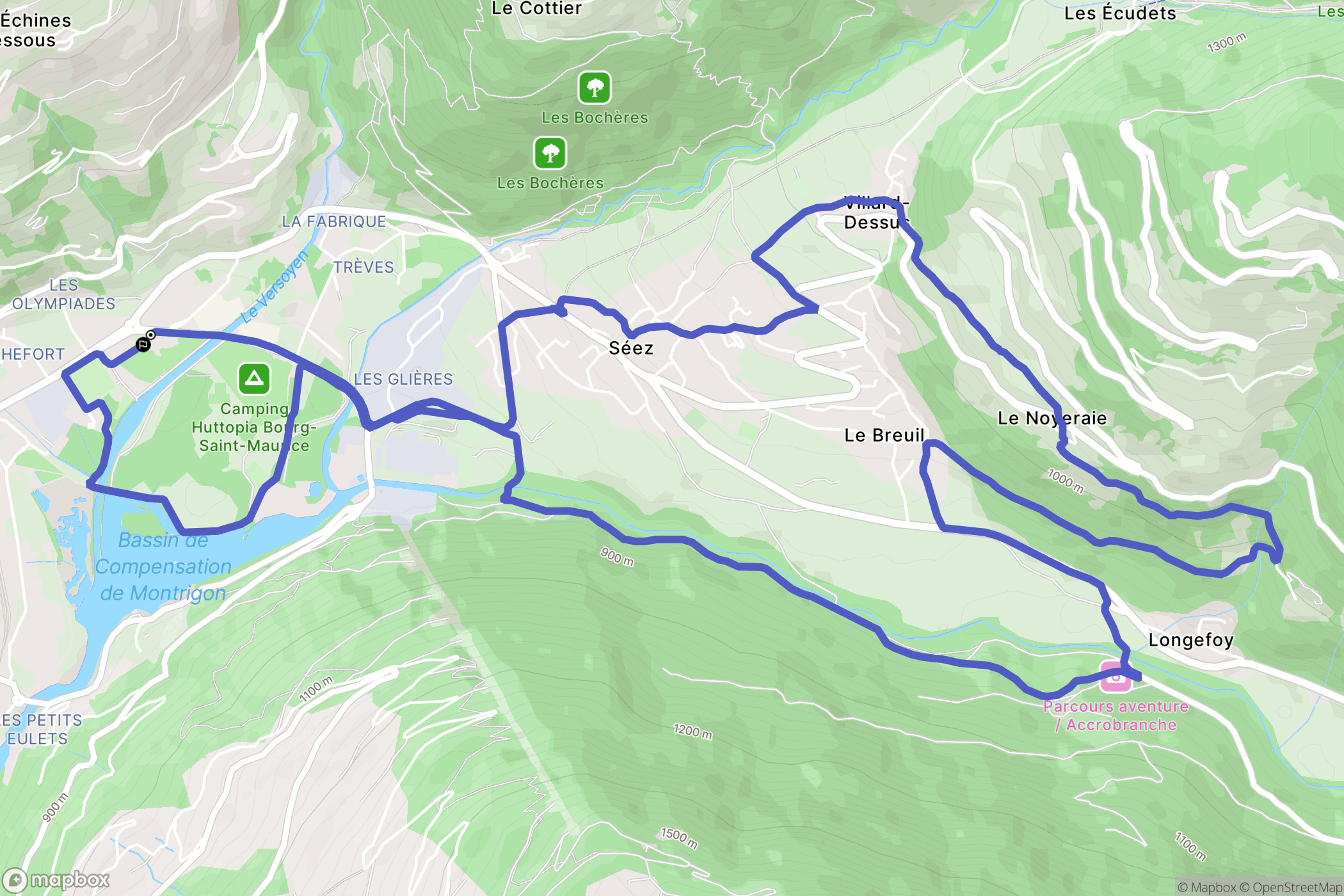 Bourg-Saint-Maurice : carte du parcours de randonnée - France