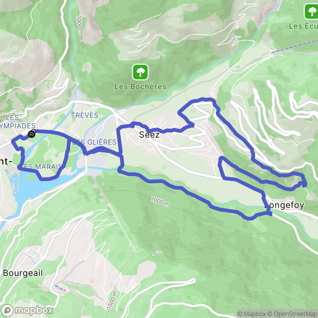Bourg-Saint-Maurice : carte du parcours de randonnée - France