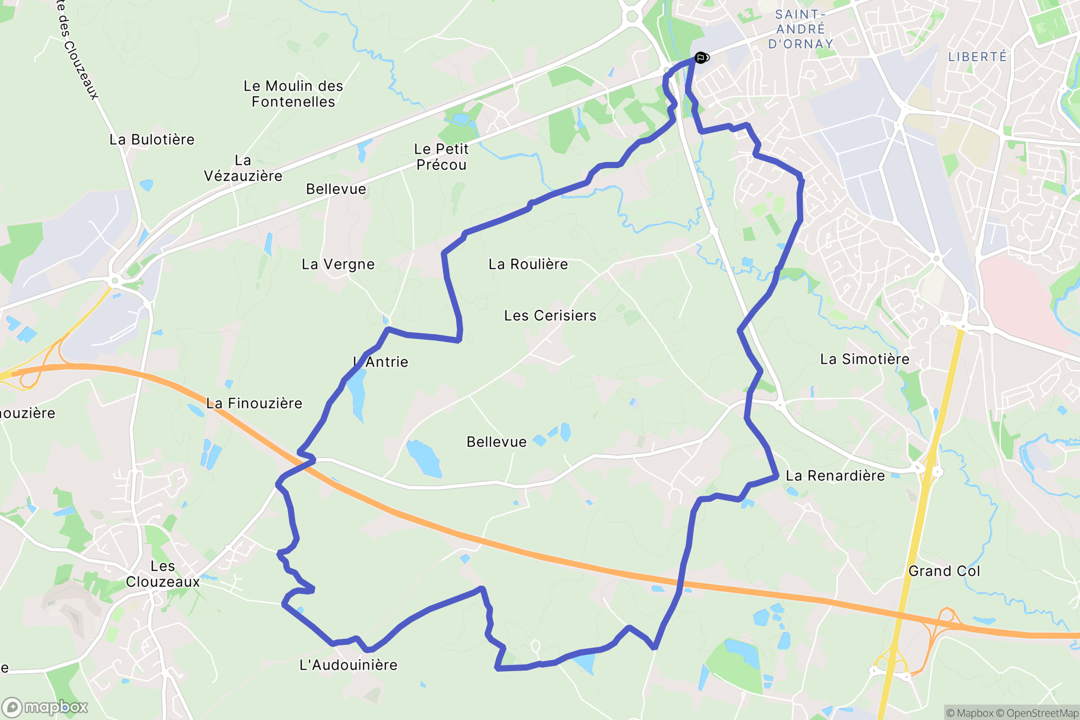 La Roche-sur-Yon : carte du parcours de randonnée - France