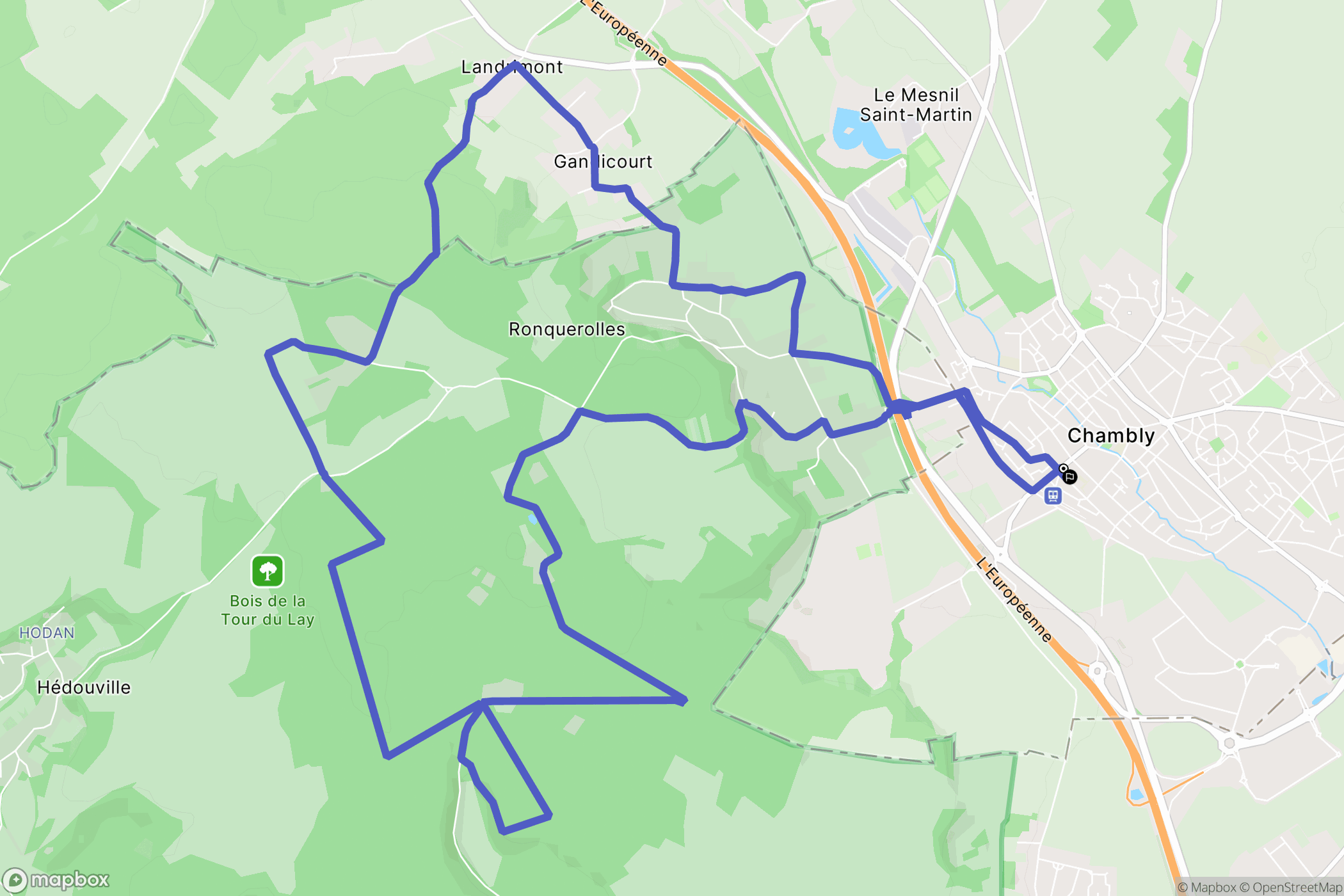 Chambly : carte du parcours de randonnée - France
