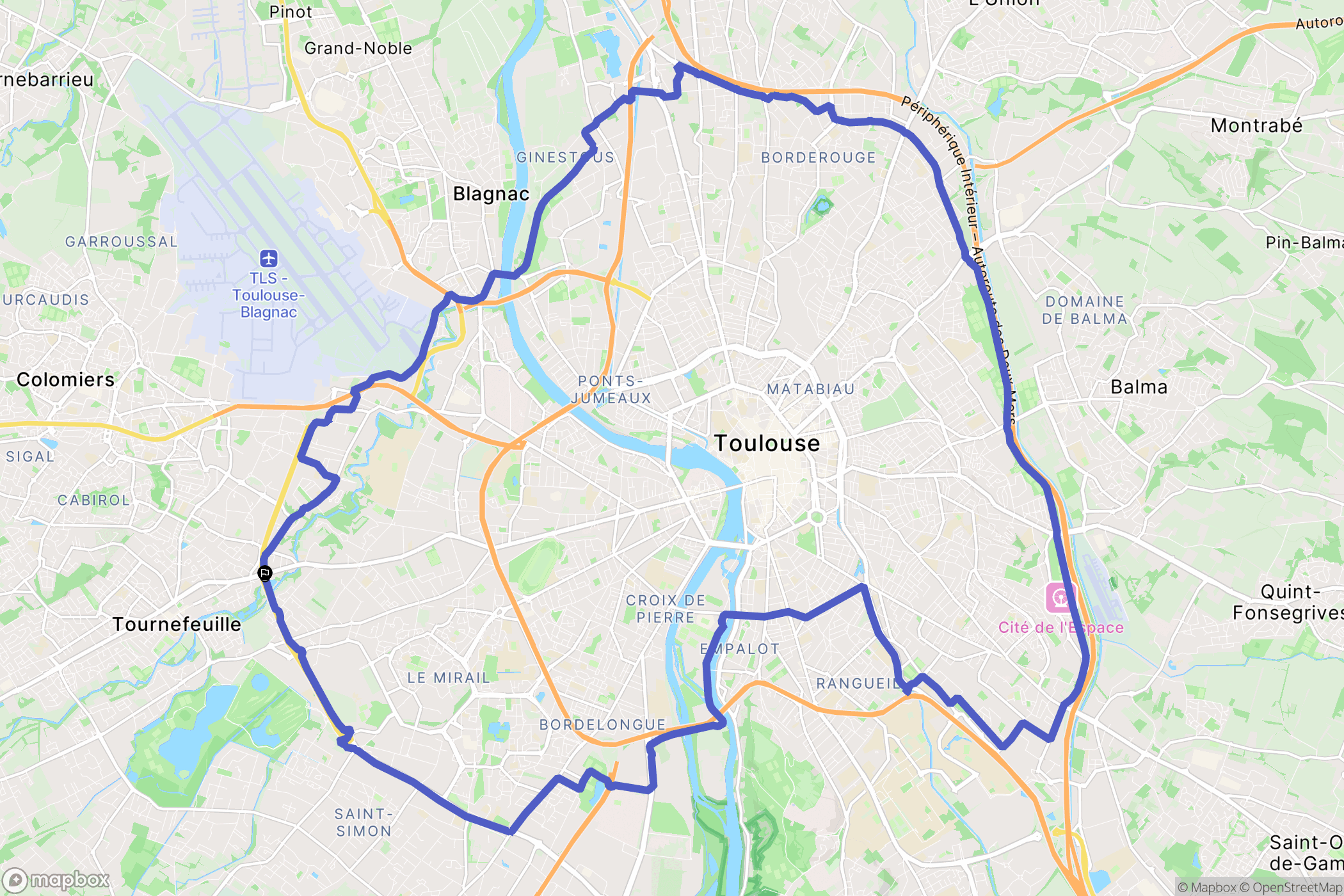 Tournefeuille : carte du parcours de randonnée - France