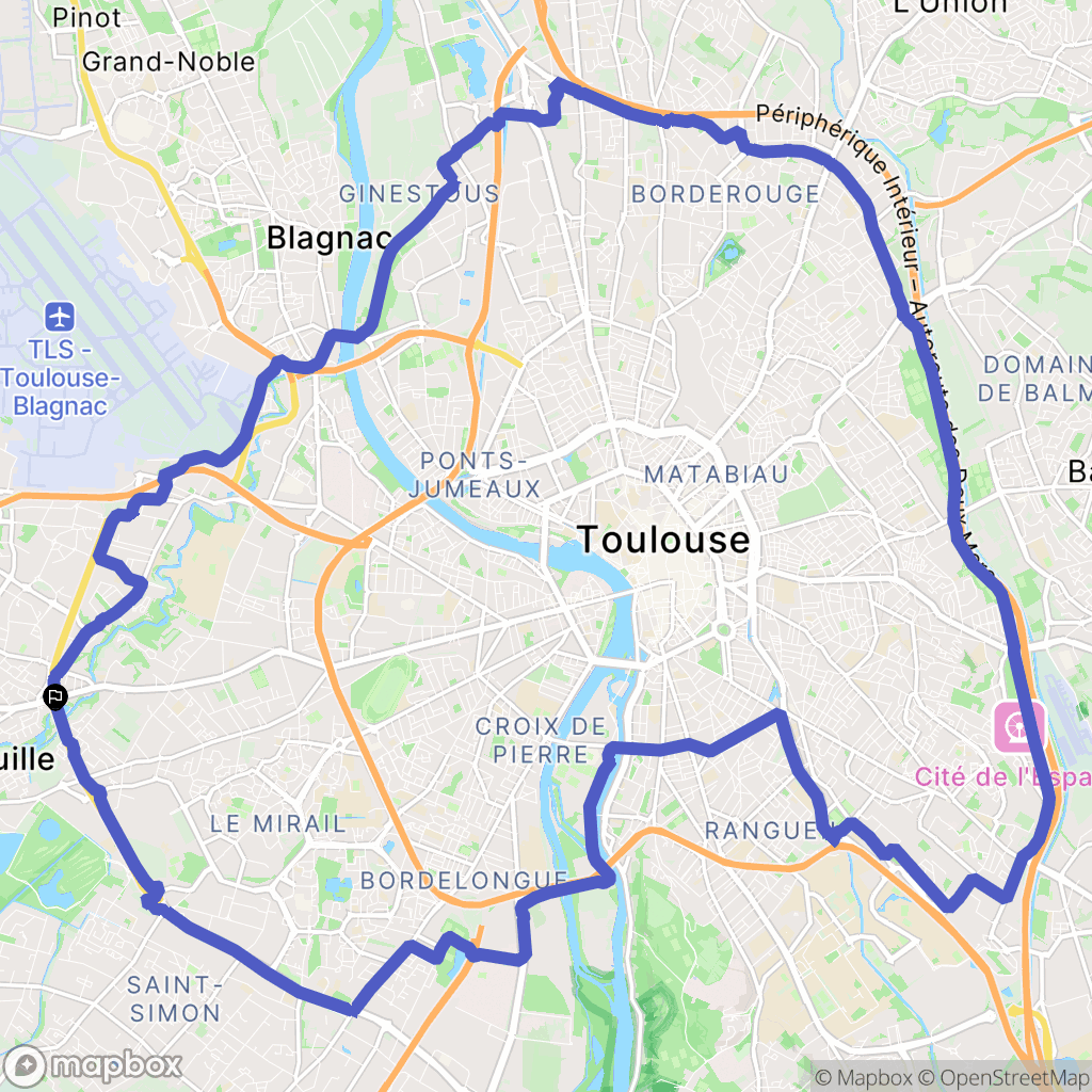 Tournefeuille : carte du parcours de randonnée - France