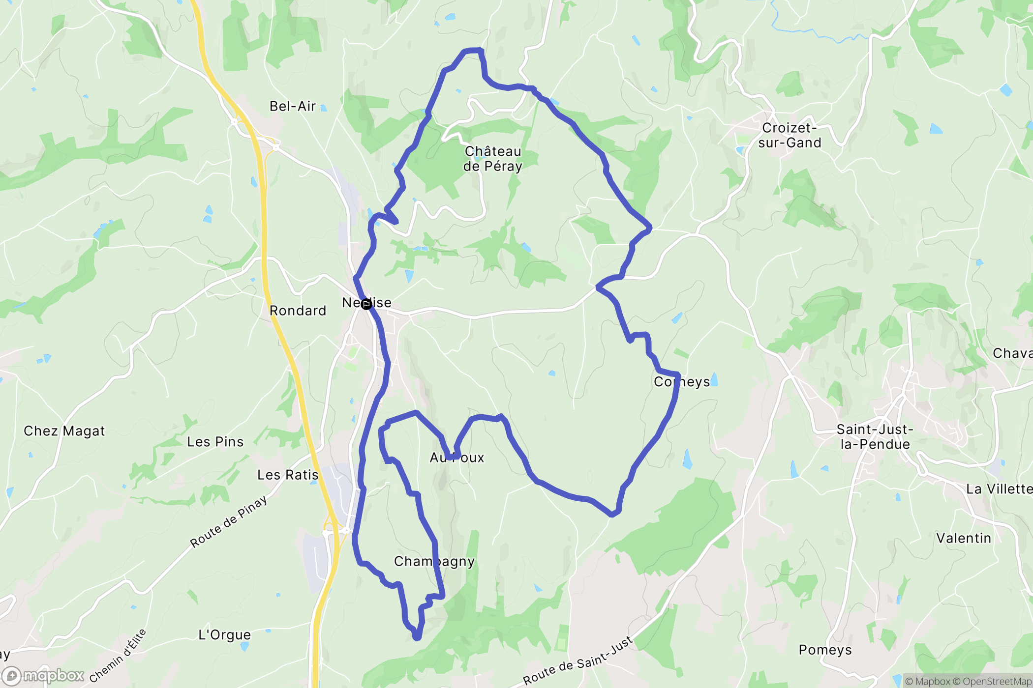 Neulise : carte du parcours de randonnée - France