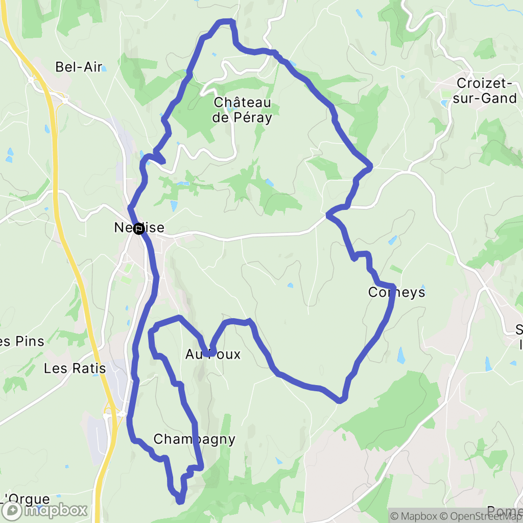 Neulise : carte du parcours de randonnée - France