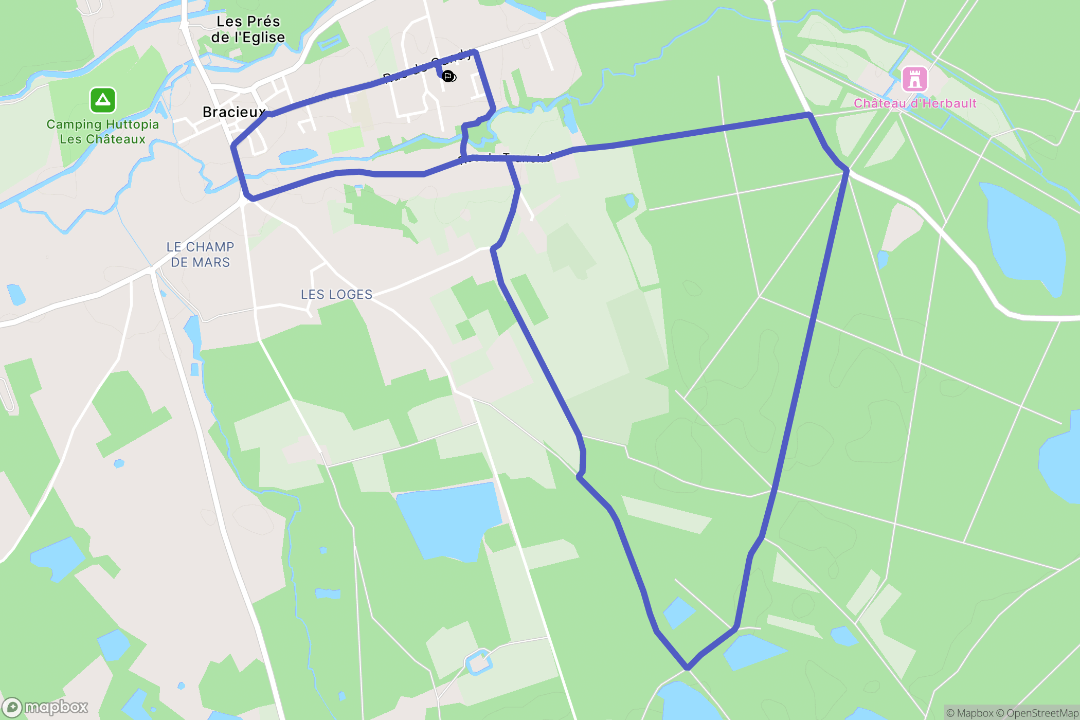 Bracieux : carte du parcours de randonnée - France