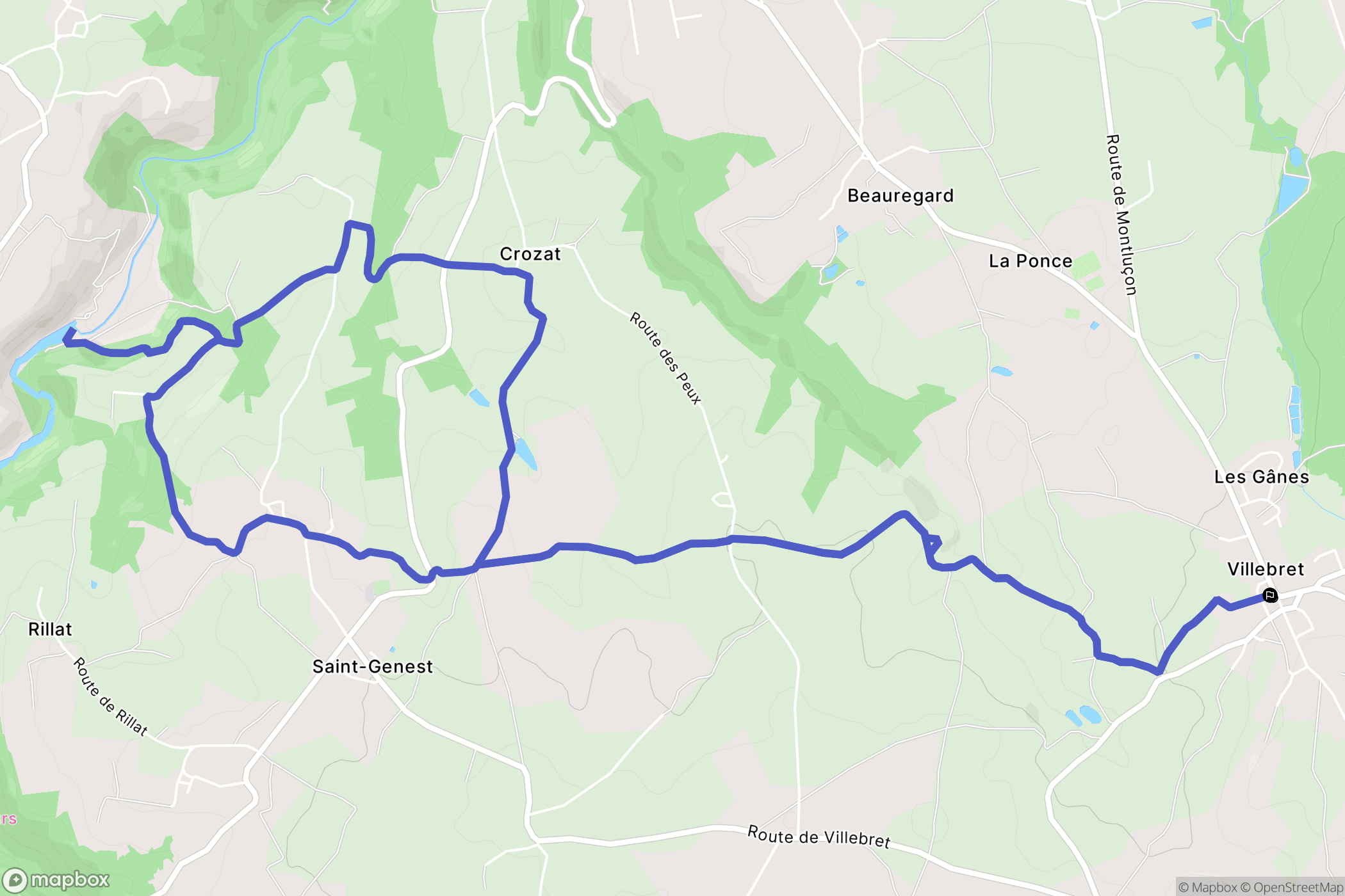 Villebret : carte du parcours de randonnée - France