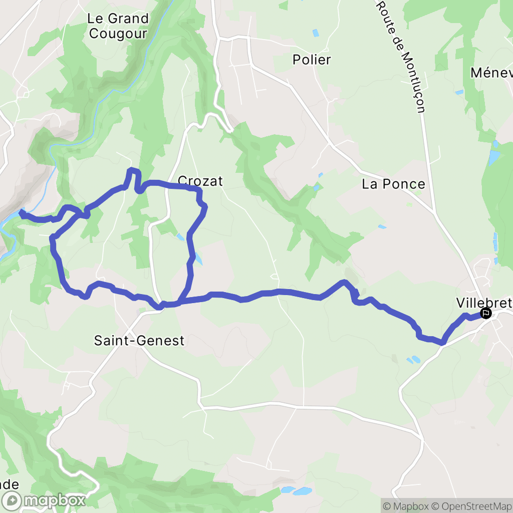 Villebret : carte du parcours de randonnée - France