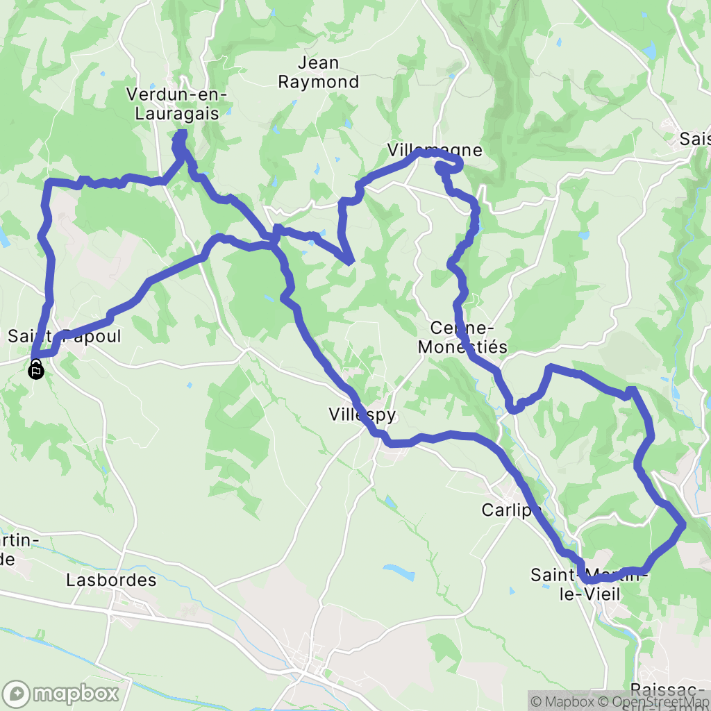 Saint-Papoul : carte du parcours de randonnée - France