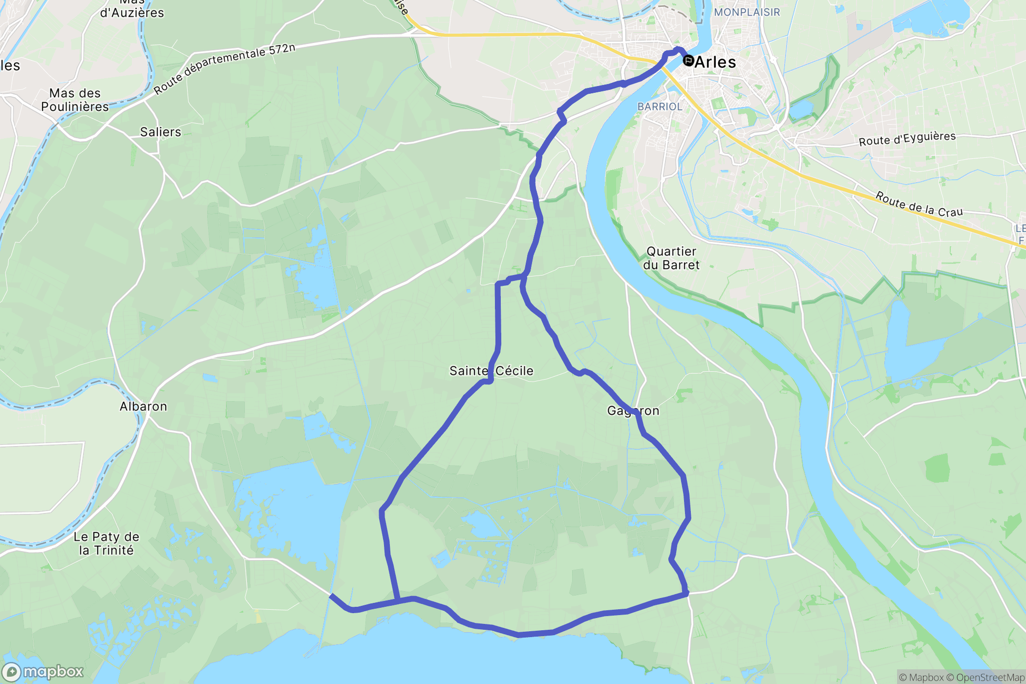 Arles : carte du parcours de randonnée - France