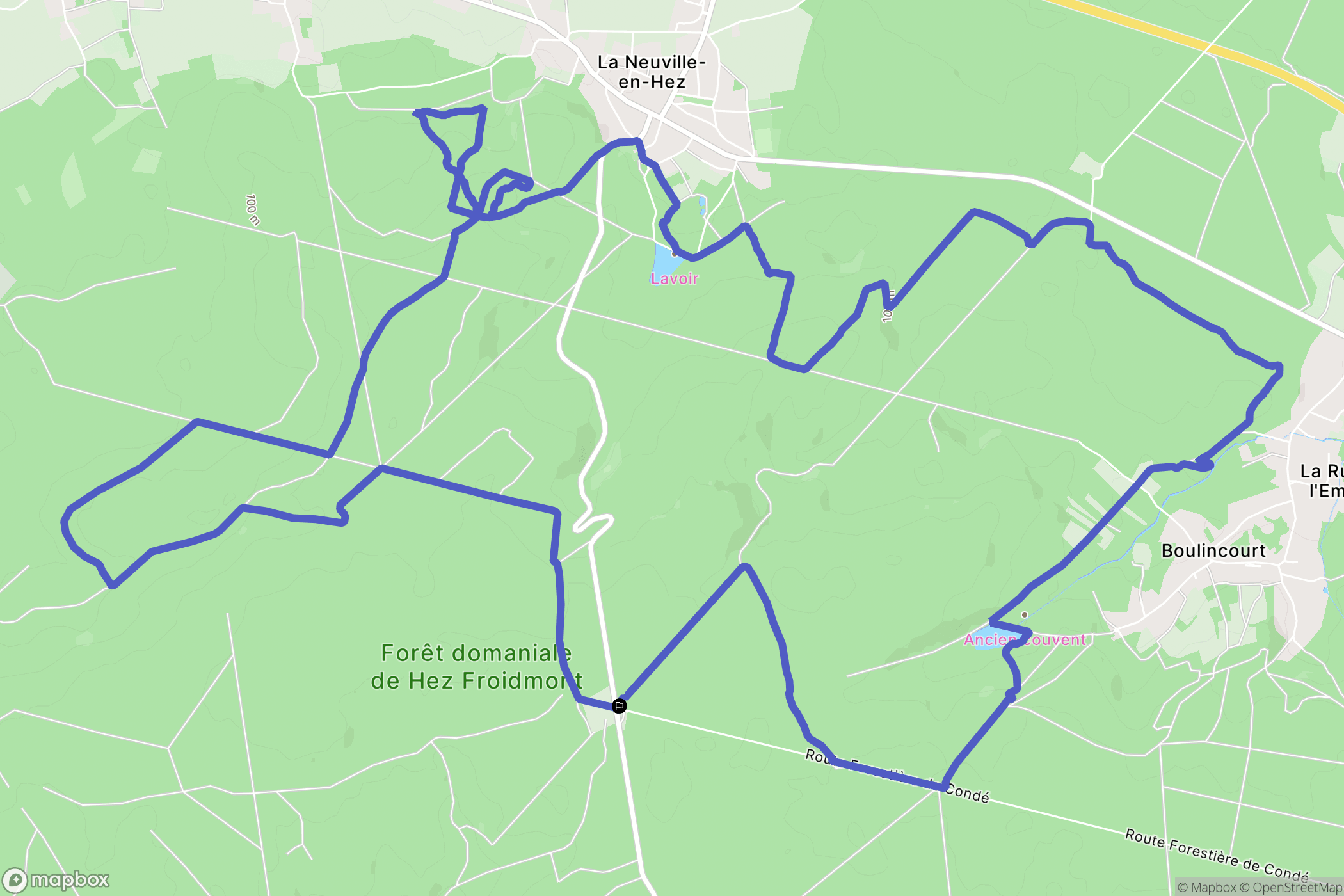 La Neuville-en-Hez : carte du parcours de randonnée - France