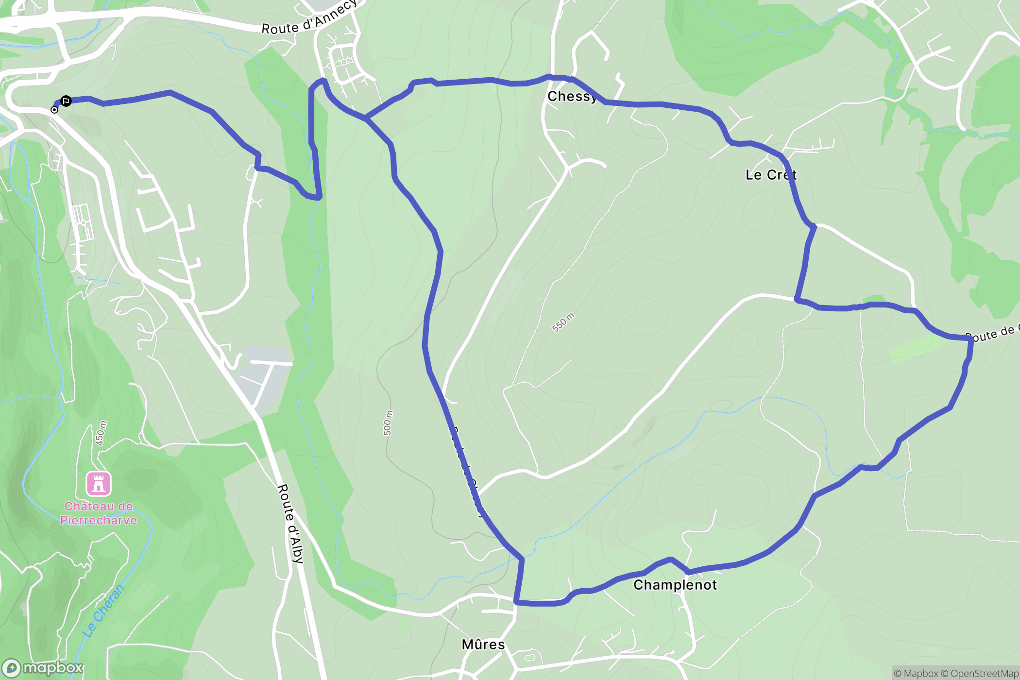 Alby-sur-Chéran : carte du parcours de randonnée - France