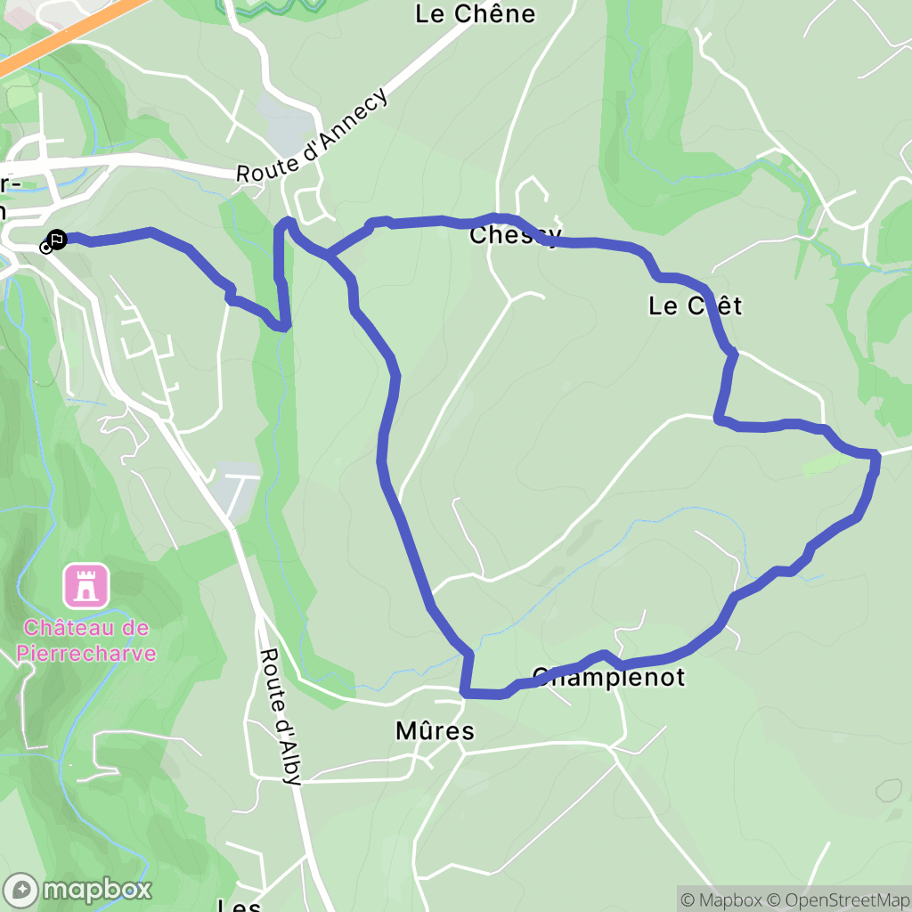 Alby-sur-Chéran : carte du parcours de randonnée - France