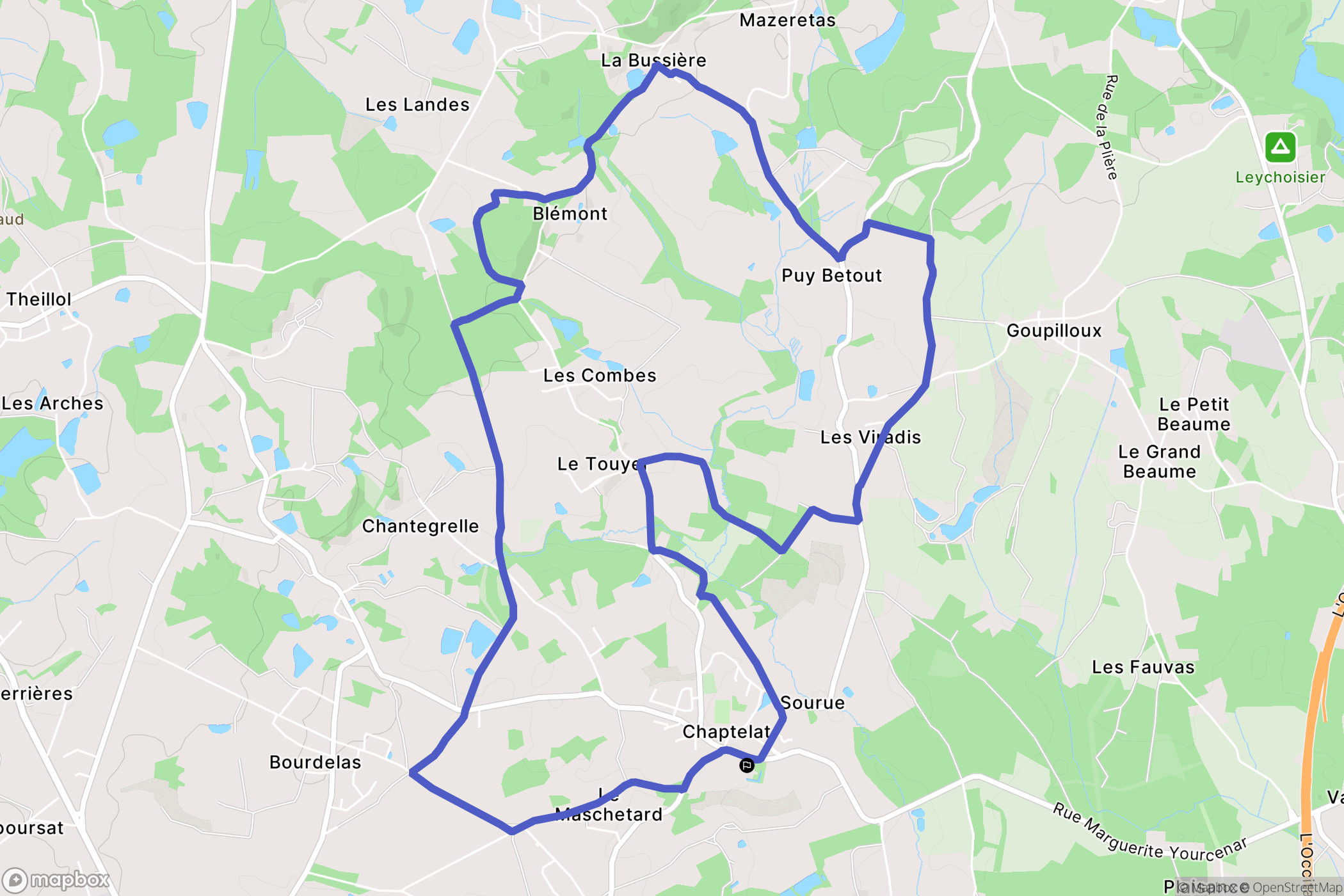 Chaptelat : carte du parcours de randonnée - France