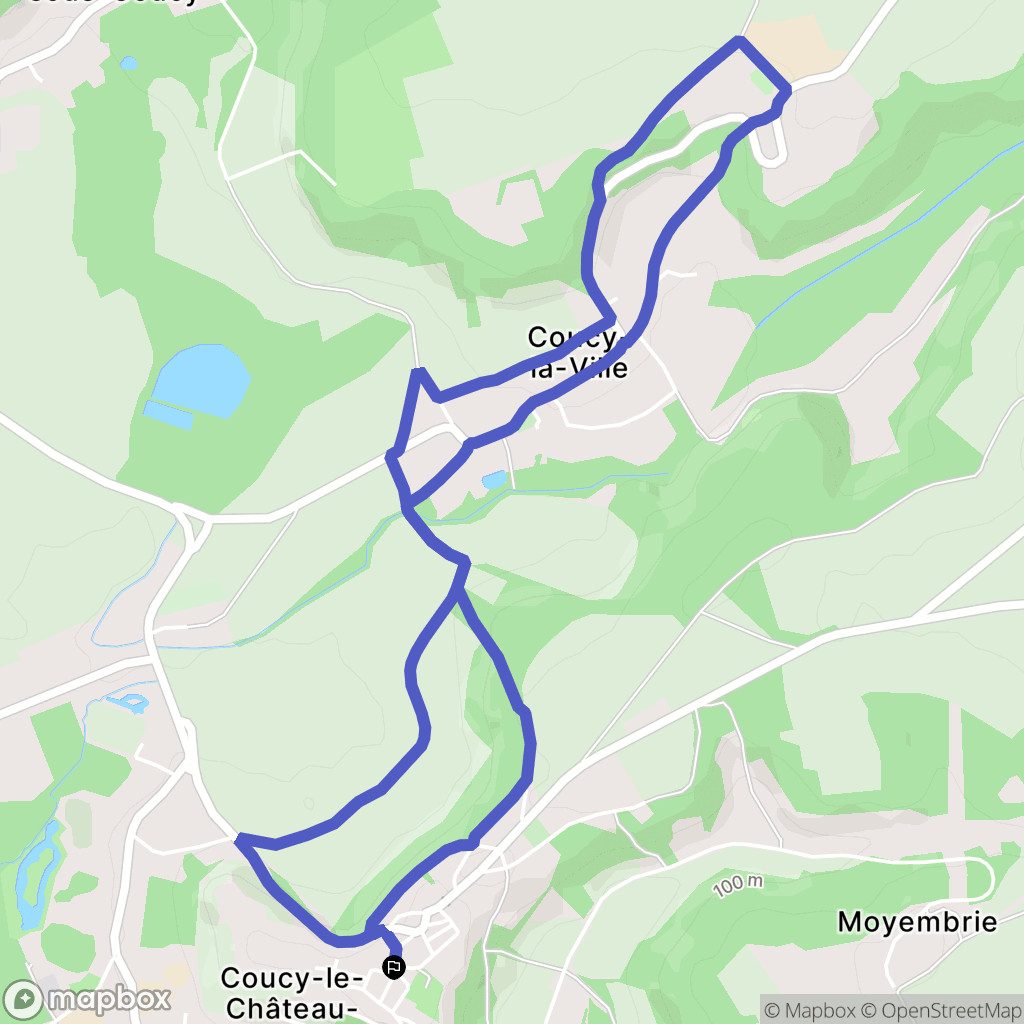 Coucy-le-Château-Auffrique : carte du parcours de randonnée - France