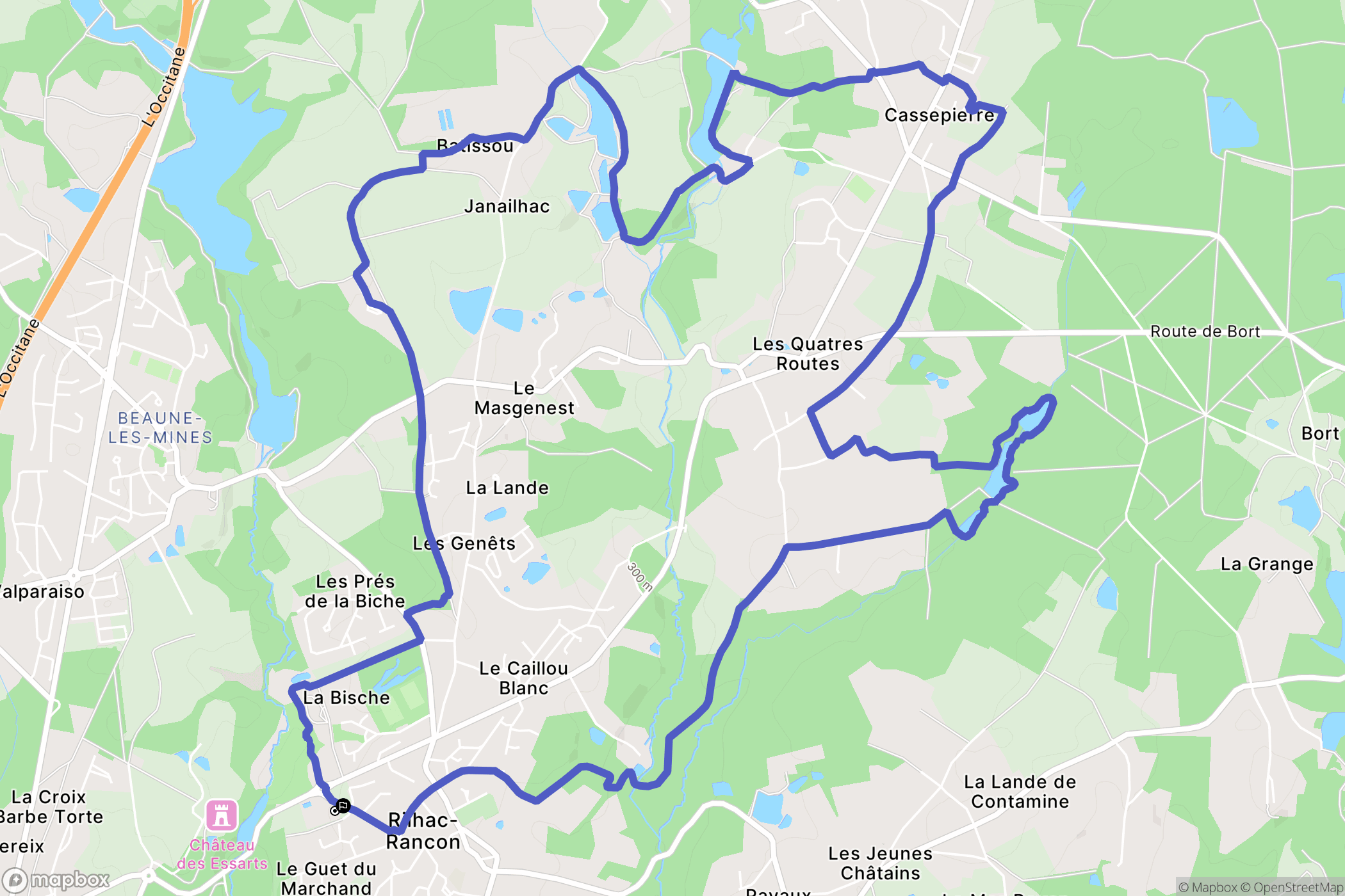 Rilhac-Rancon : carte du parcours de randonnée - France