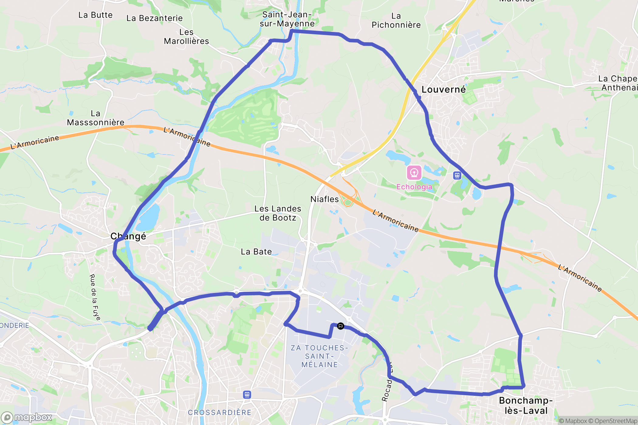 Laval : carte du parcours de randonnée - France