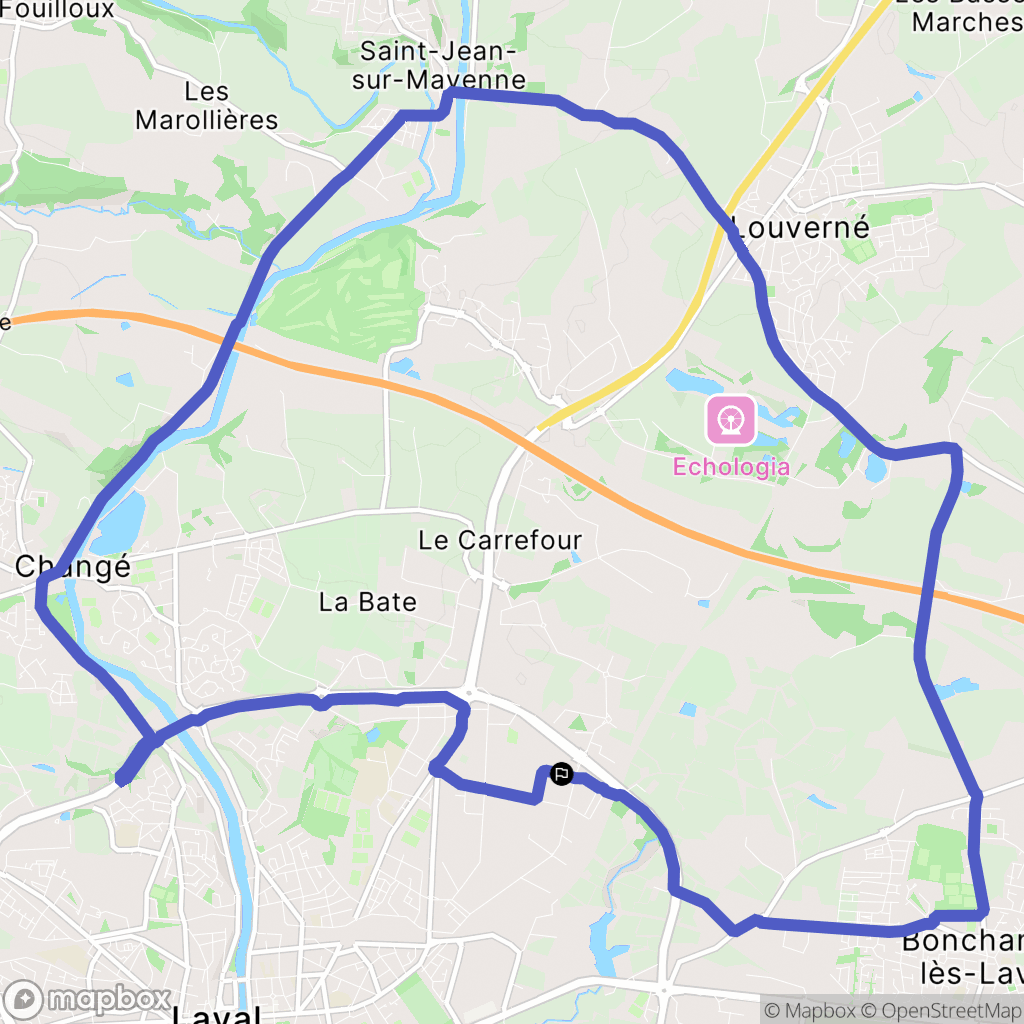 Laval : carte du parcours de randonnée - France