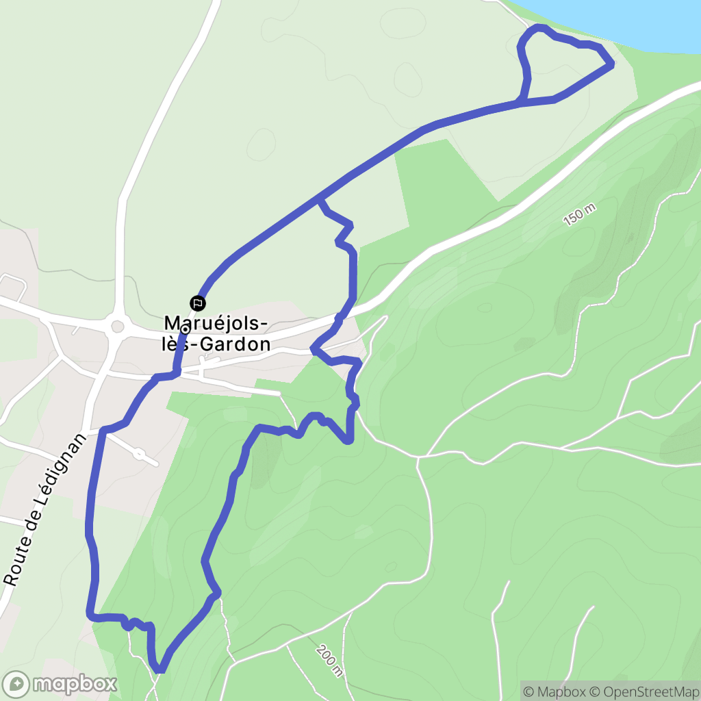 Maruéjols-lès-Gardon : carte du parcours de randonnée - France