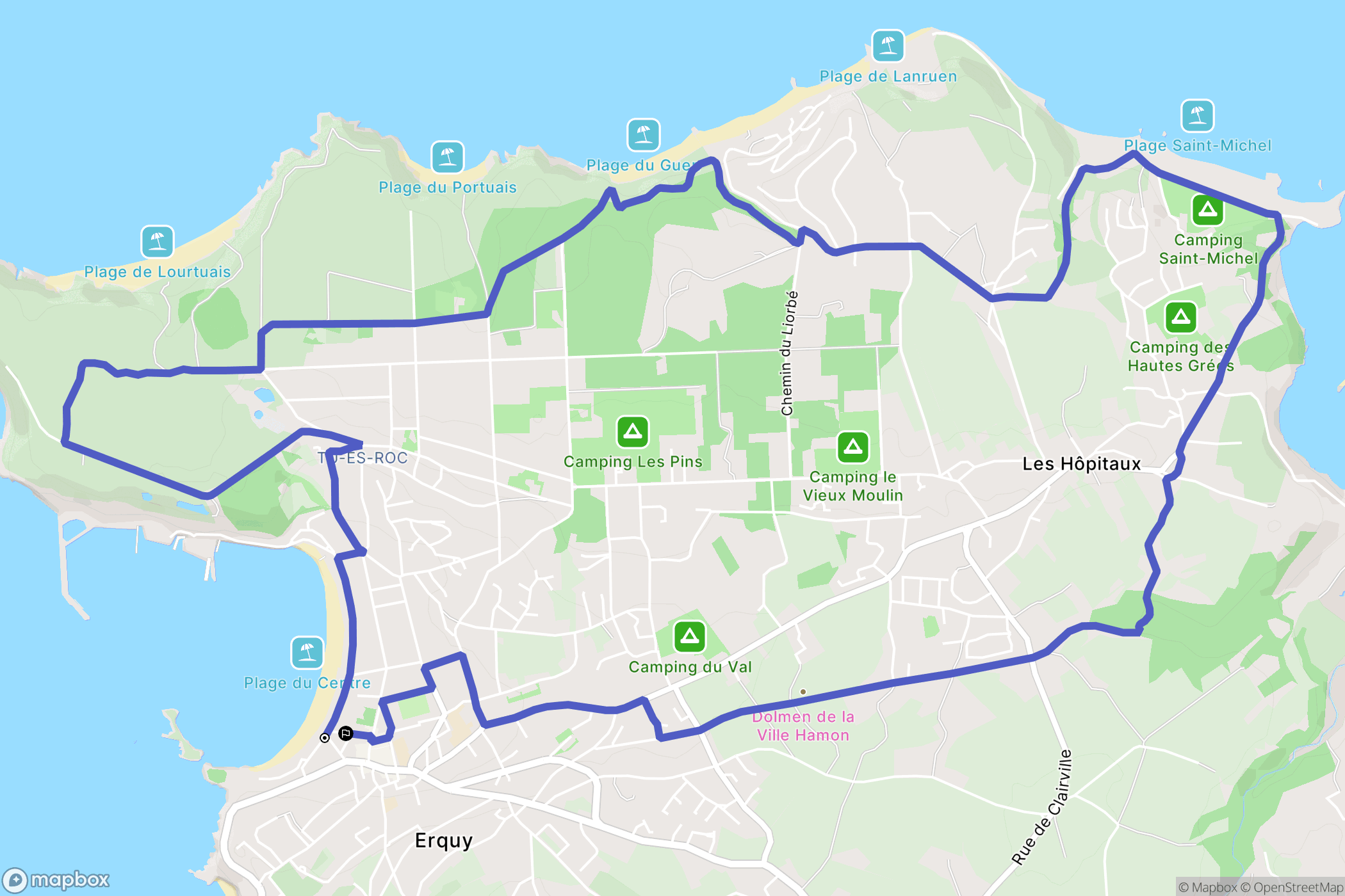 Erquy : carte du parcours de randonnée - France
