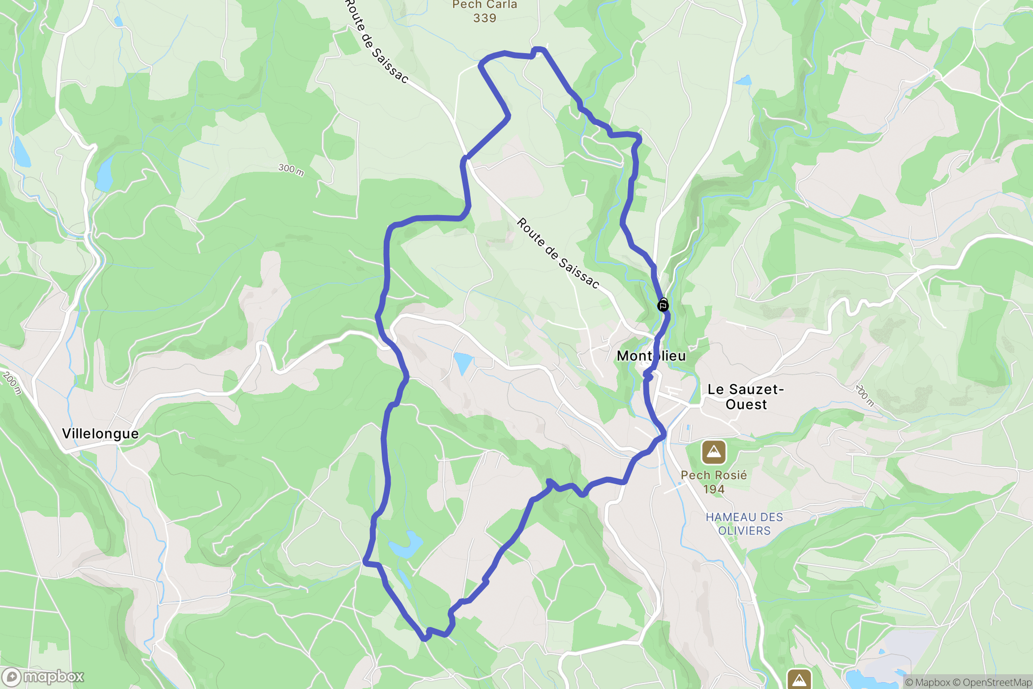 Montolieu : carte du parcours de randonnée - France