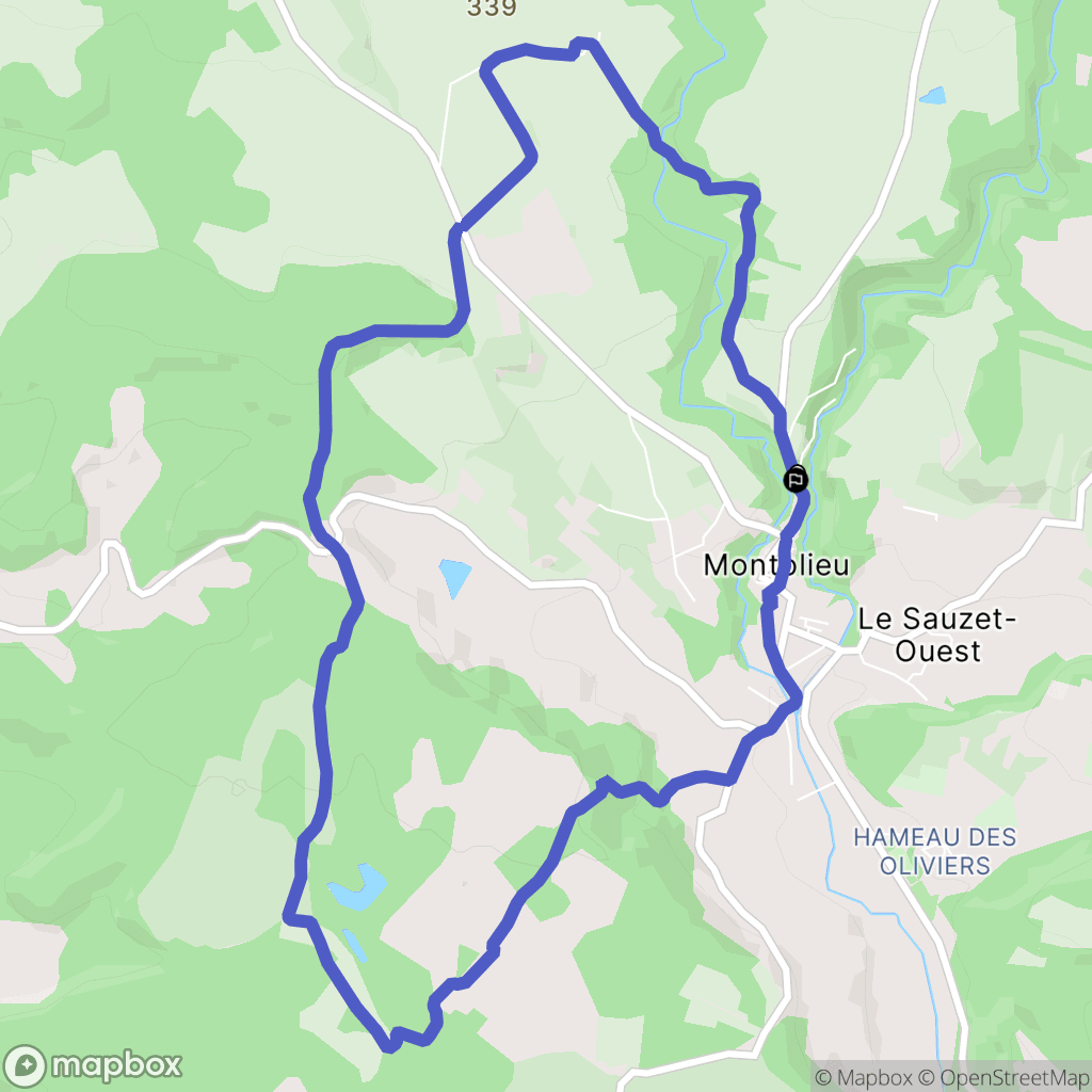 Montolieu : carte du parcours de randonnée - France