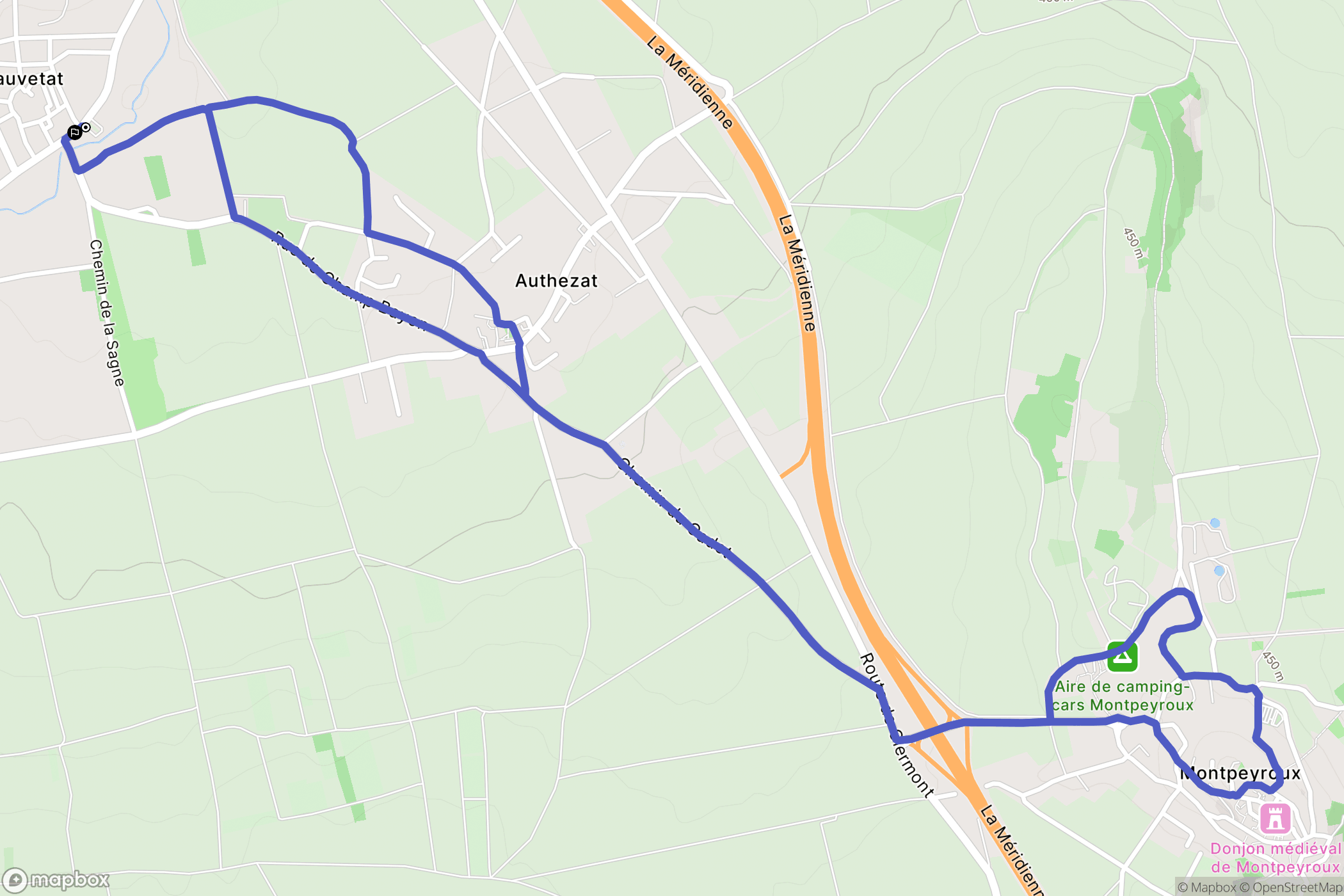 La Sauvetat : carte du parcours de randonnée - France