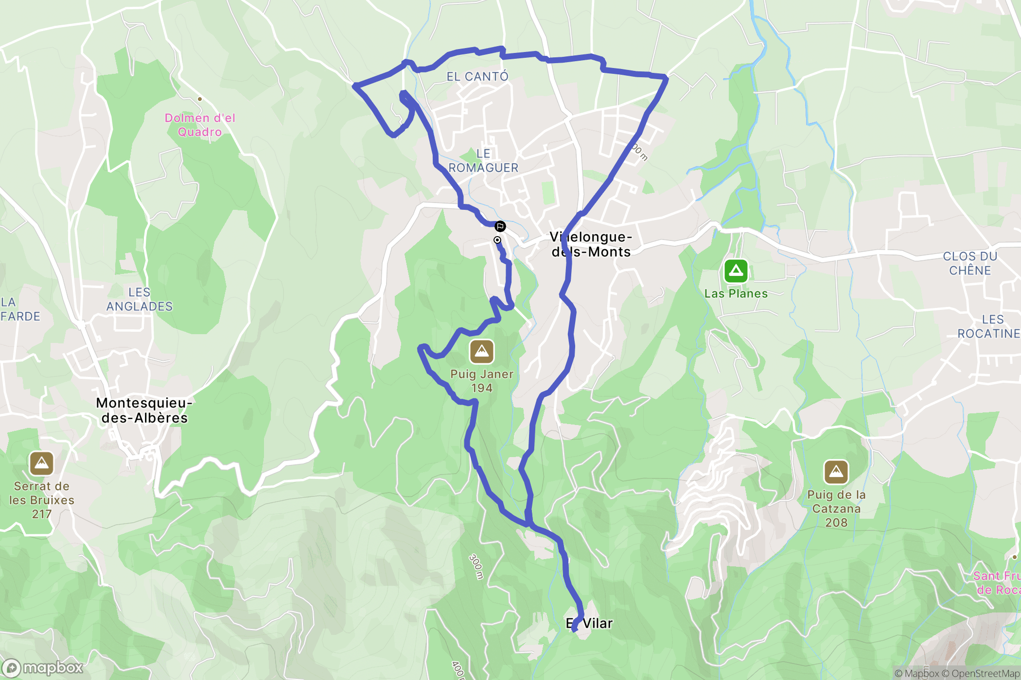 Villelongue-Dels-Monts : carte du parcours de randonnée - France