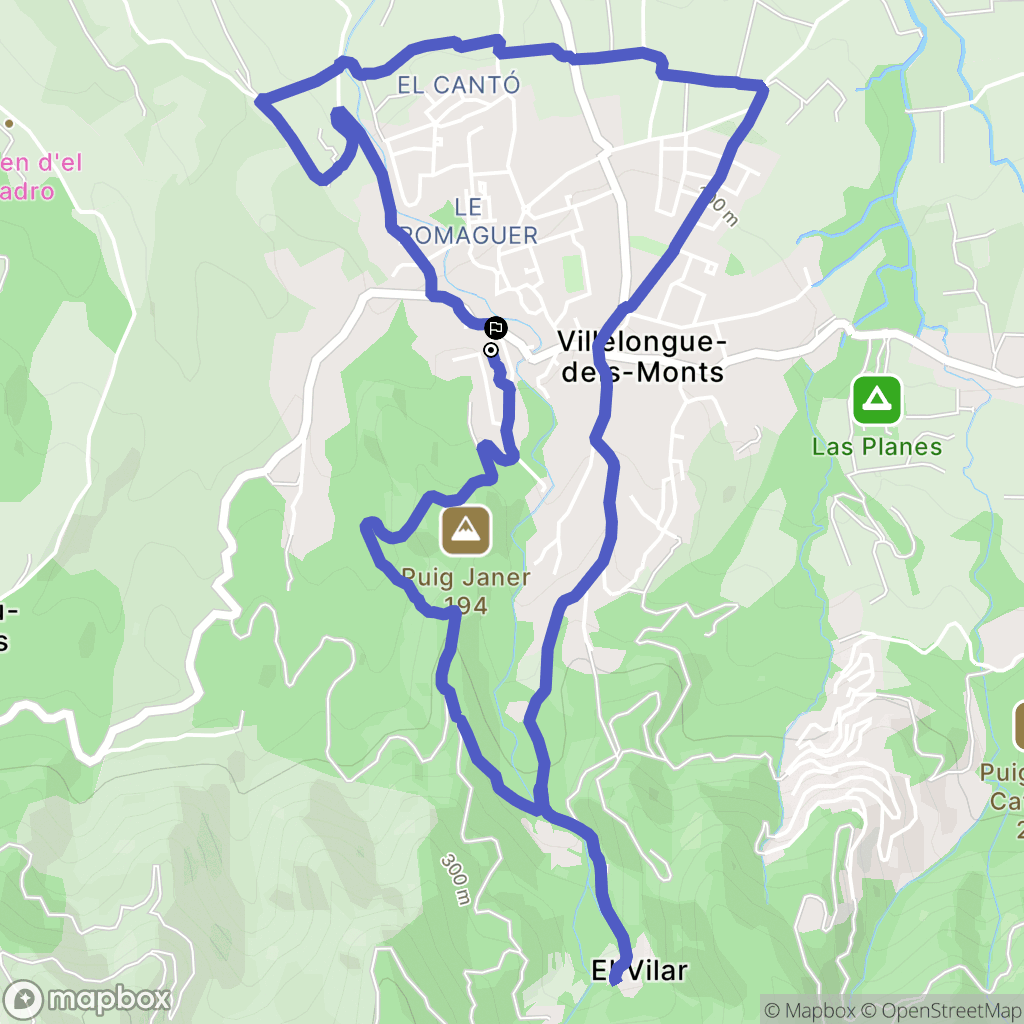 Villelongue-Dels-Monts : carte du parcours de randonnée - France