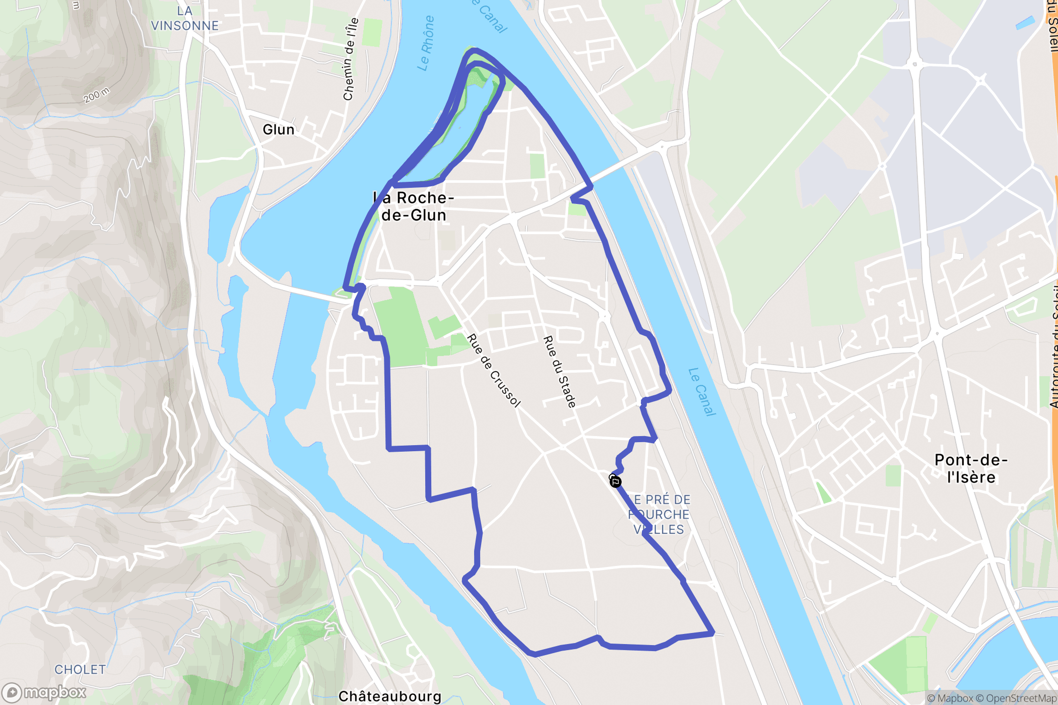 La Roche-de-Glun : carte du parcours de randonnée - France