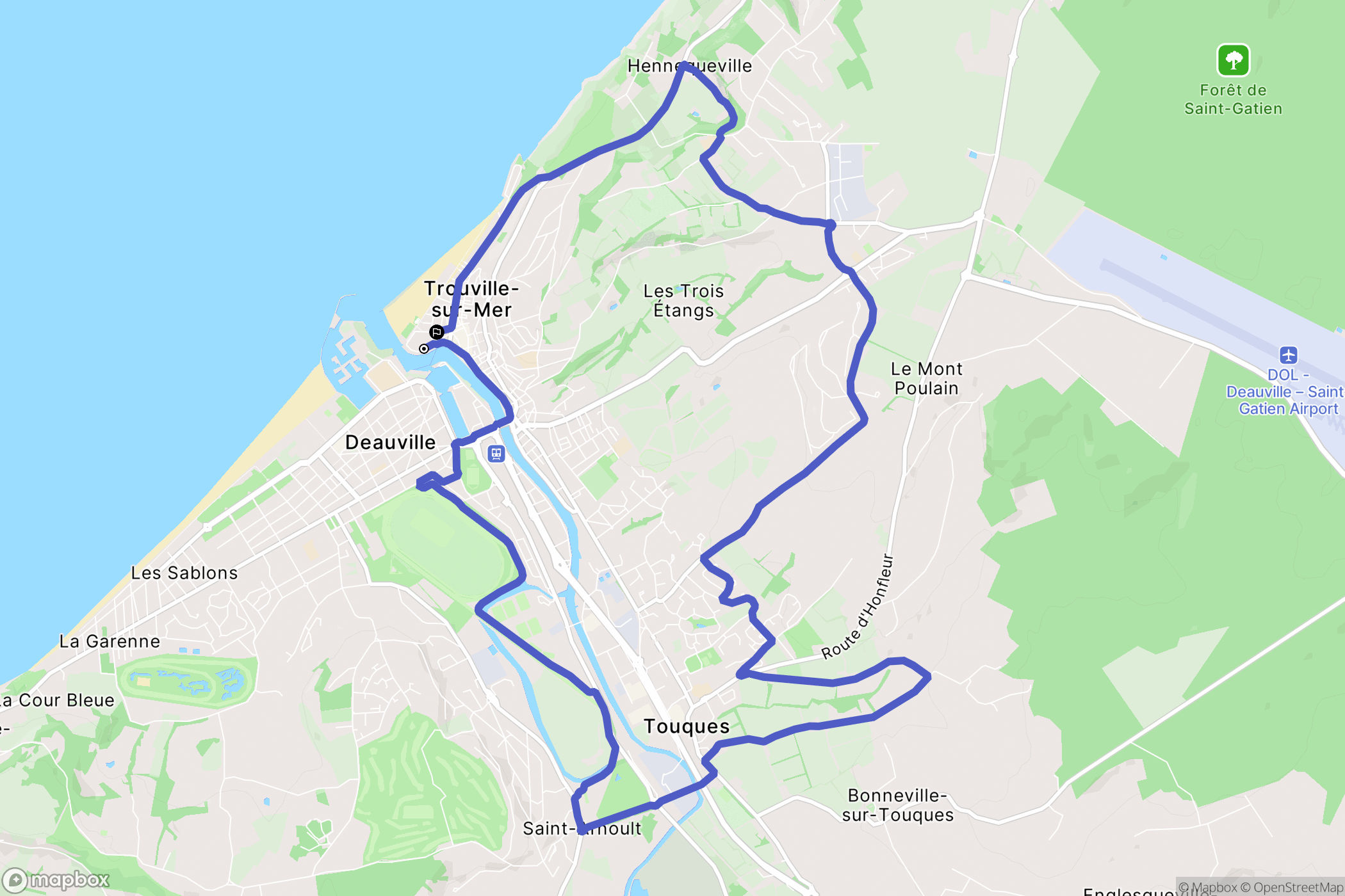 Trouville-sur-Mer : carte du parcours de randonnée - France