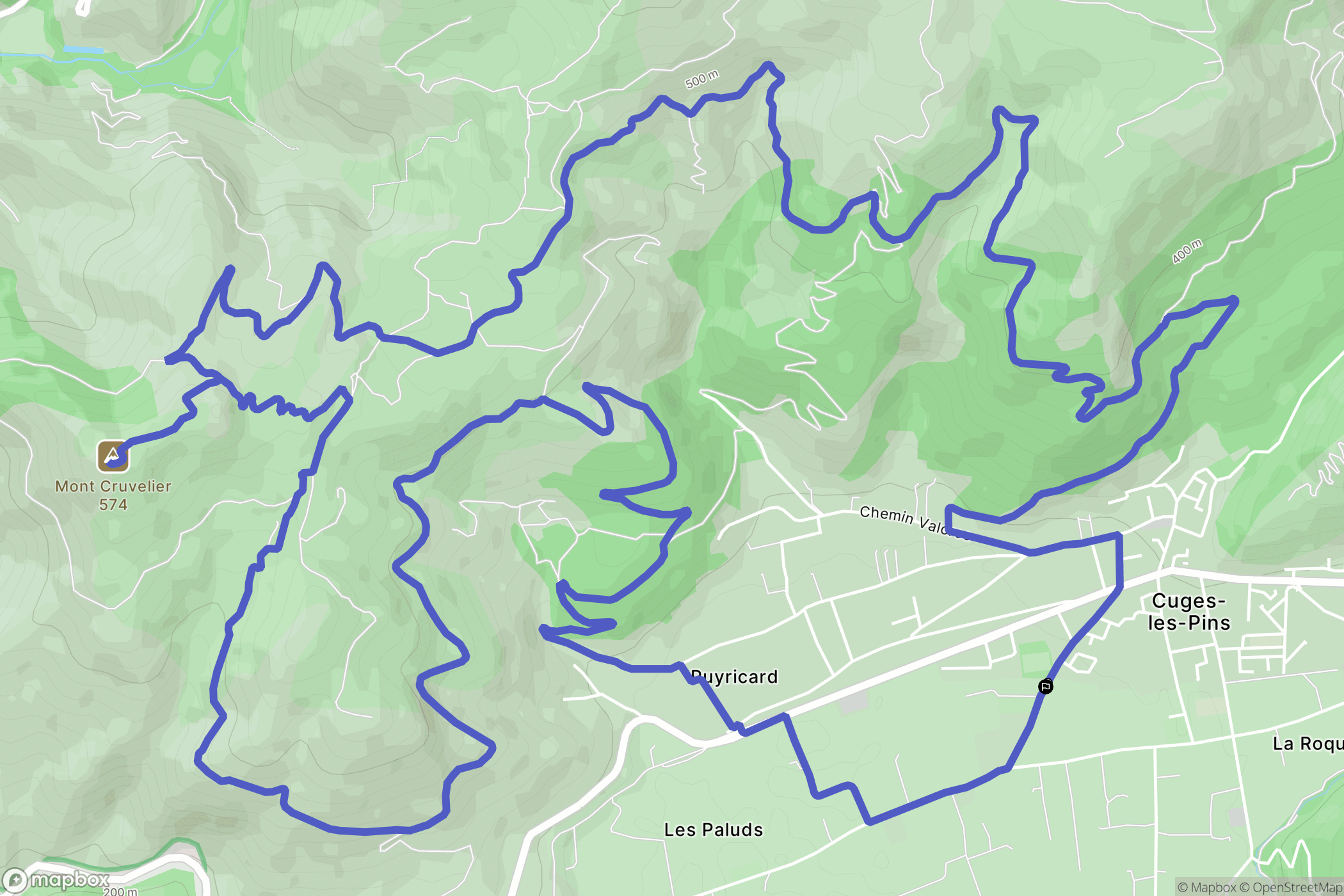 Cuges-les-Pins : carte du parcours de randonnée - France