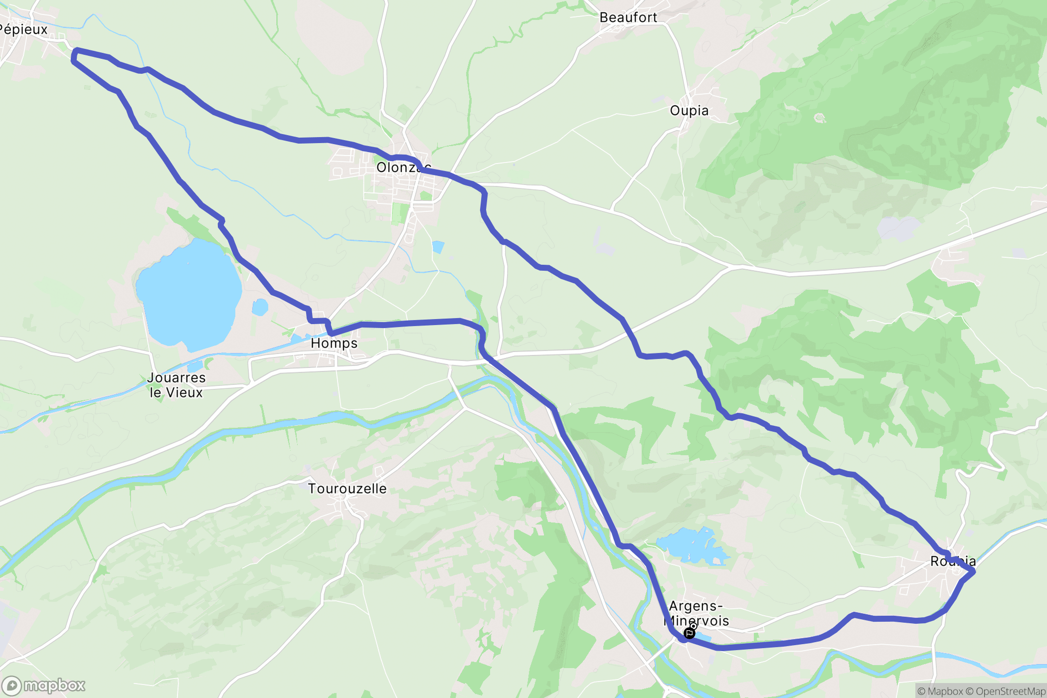 Argens-Minervois : carte du parcours de randonnée - France