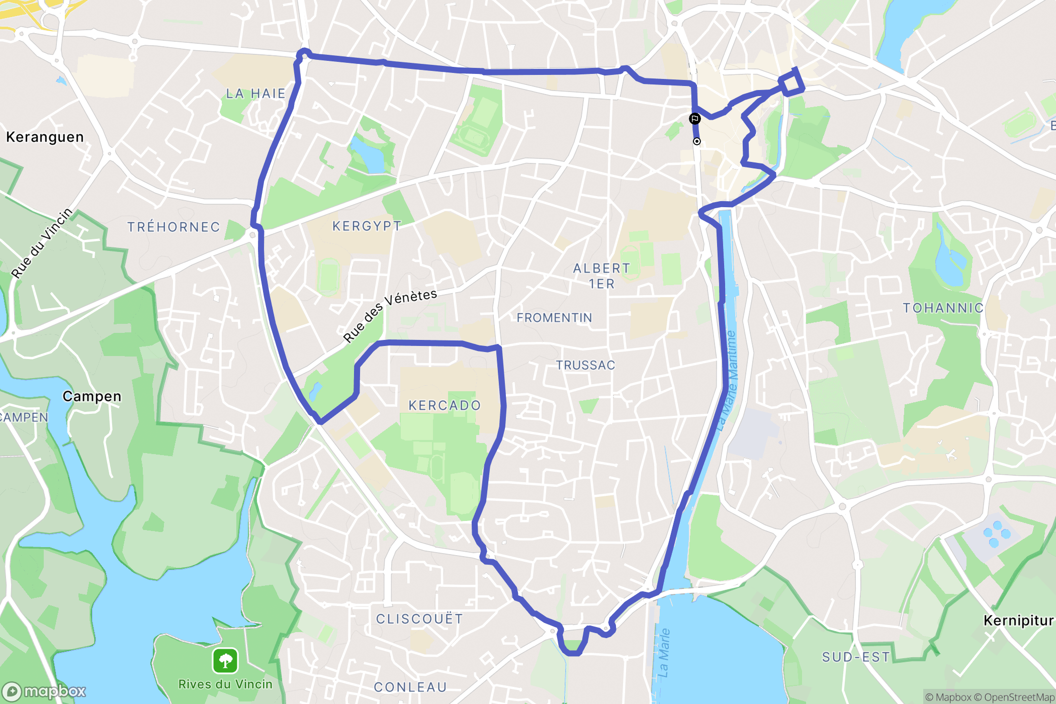 Vannes : carte du parcours de randonnée - France